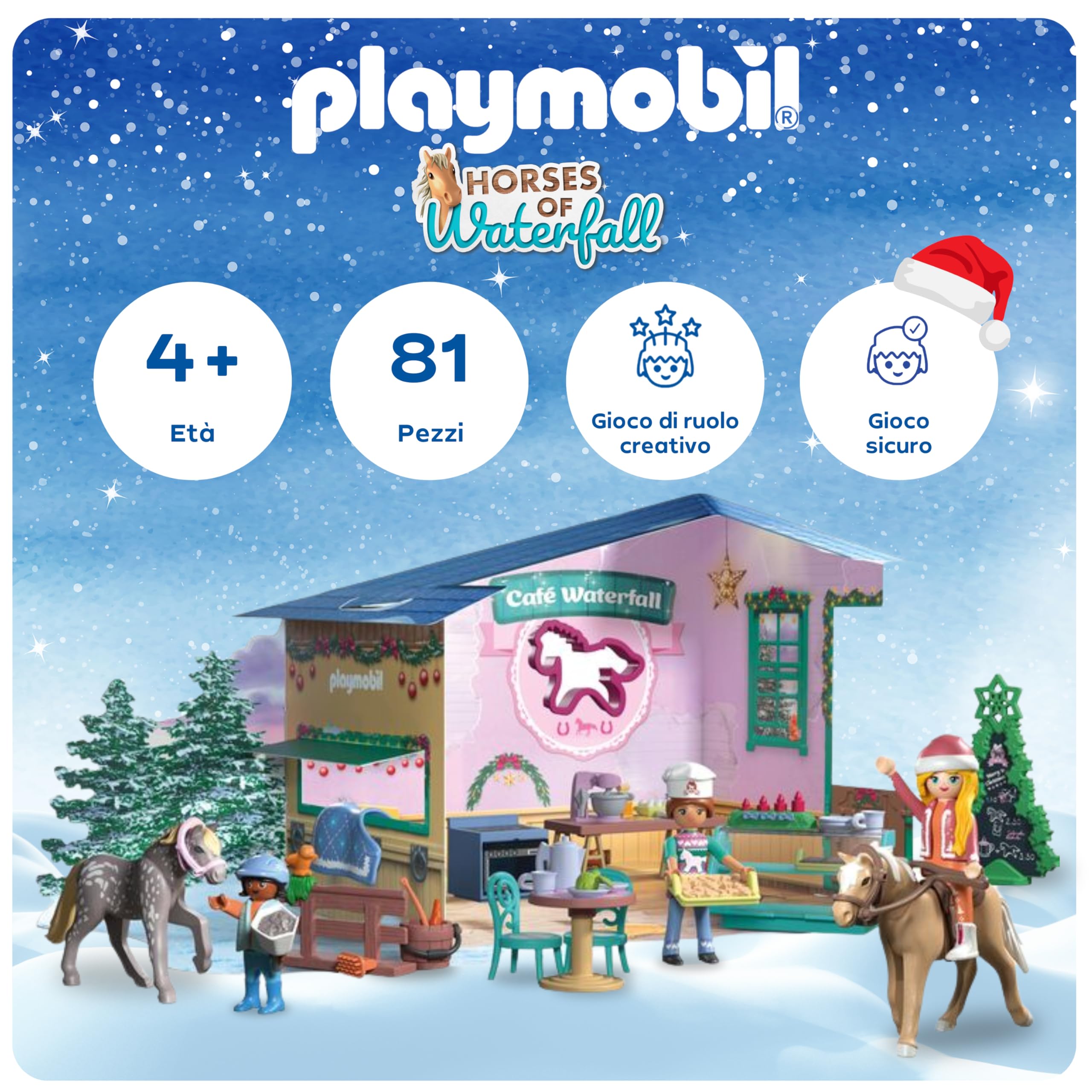 Playmobil Christmas Baking at Riding Café set statuine cavalli