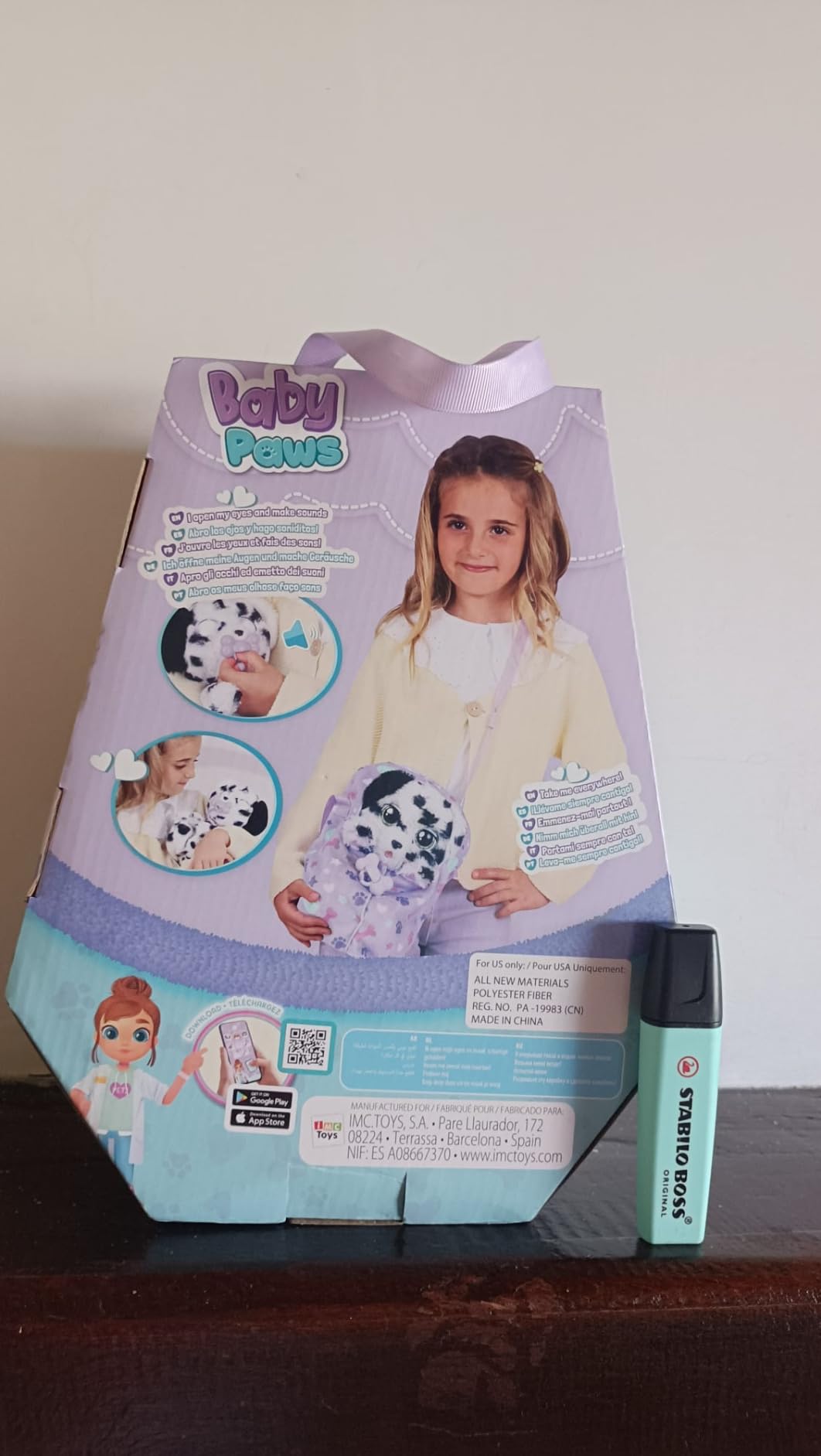 Baby Paws Cocker peluche interattivo con borsetta 3 anni