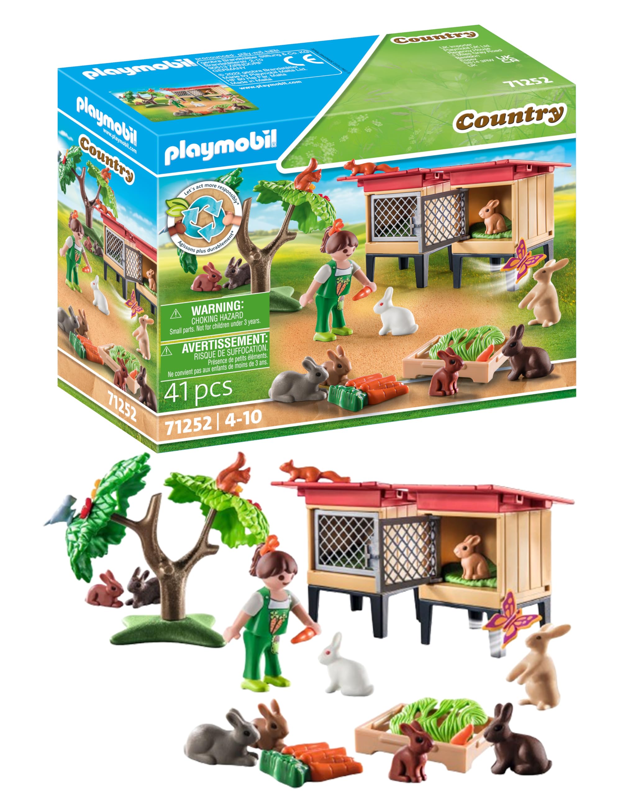 PLAYMOBIL Country 71252 Recinto Conigli Giocattolo 41 Pezzi
