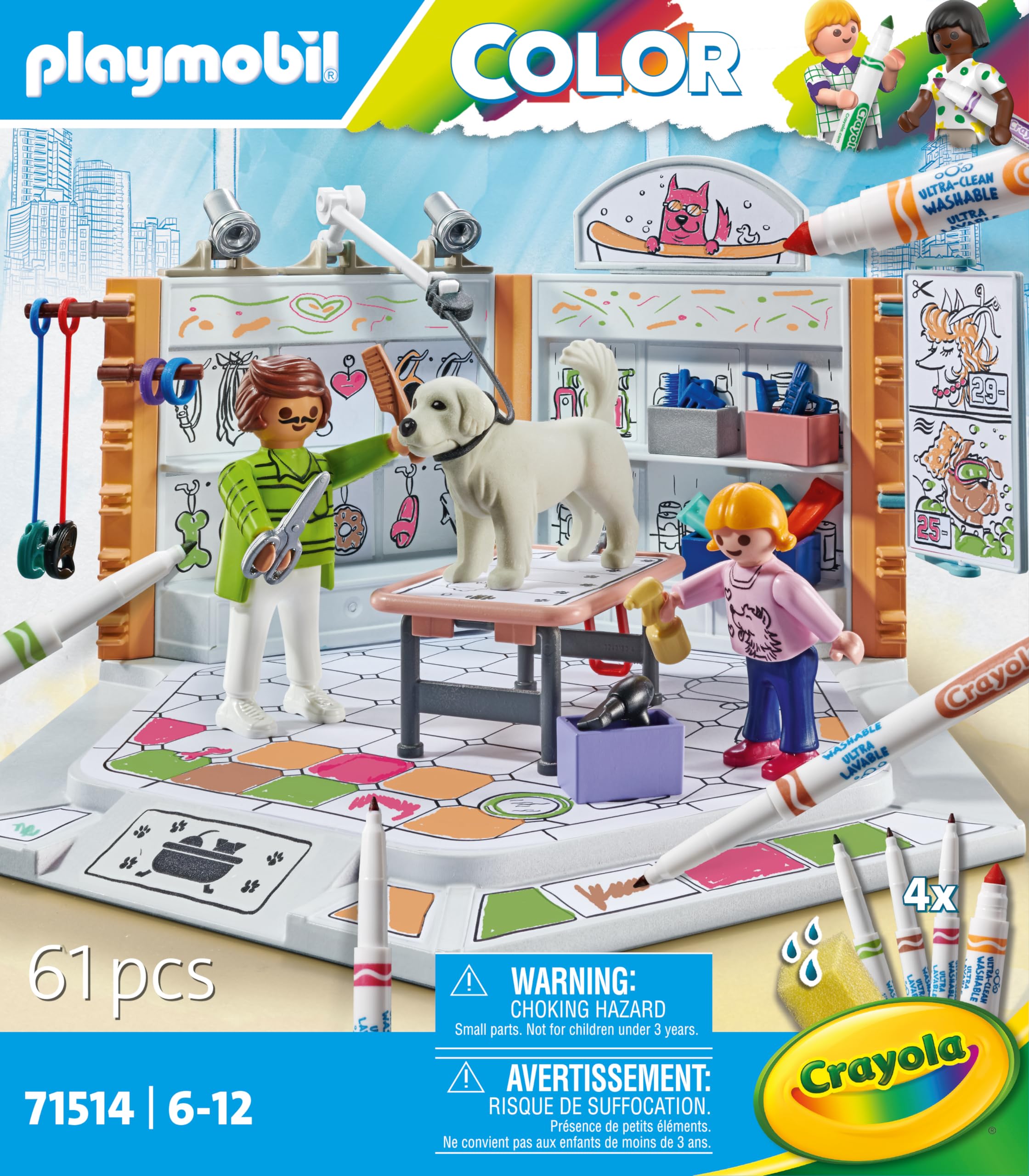 PLAYMOBIL Color 71514 Dog Beauty Center Playset Cani Lavabile