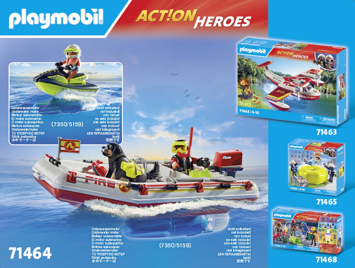 PLAYMOBIL Action Heroes 71464 Barca Pompieri Gommone Gioco