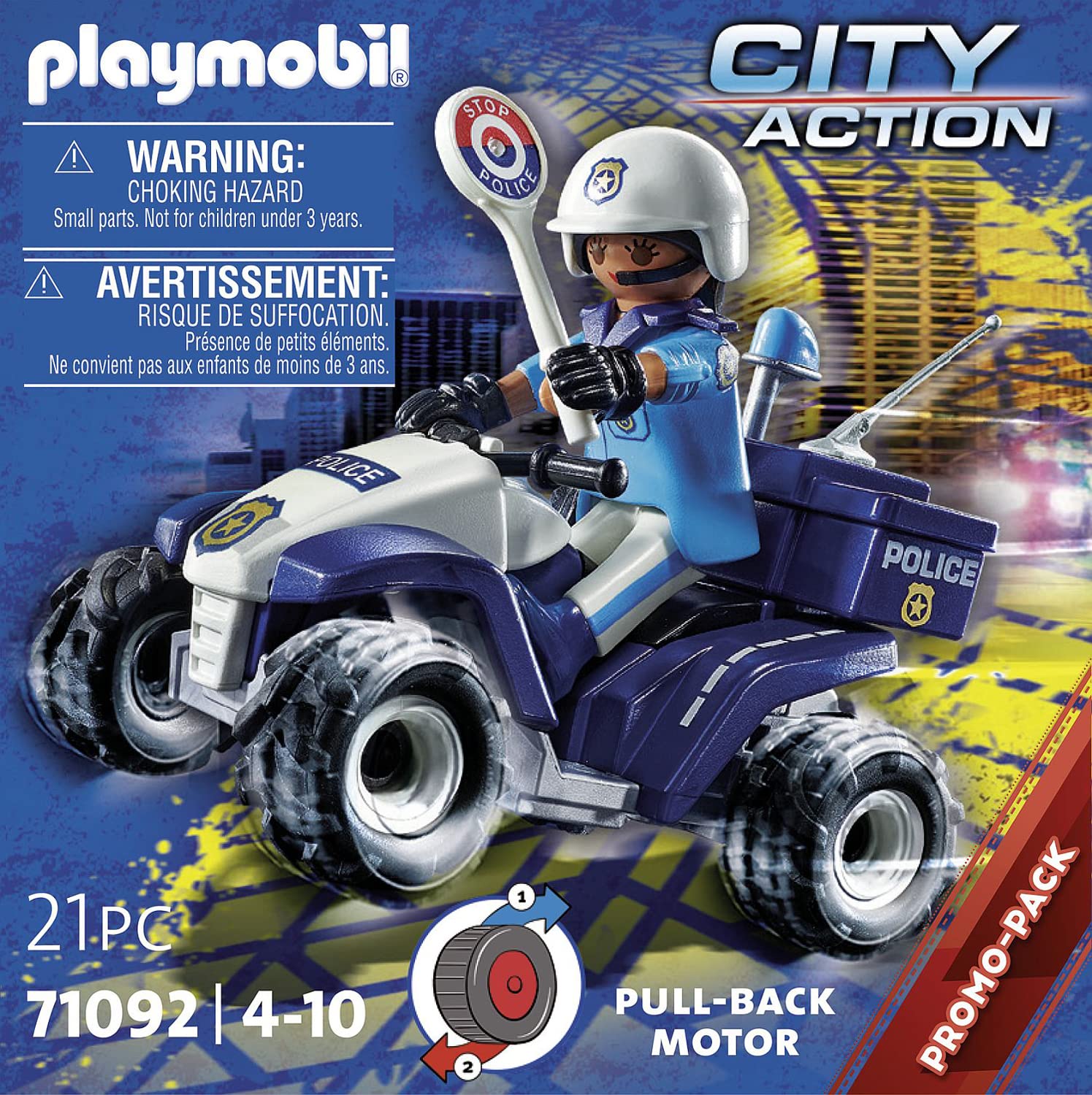 PLAYMOBIL City Action 71092 Quad Polizia pull-back