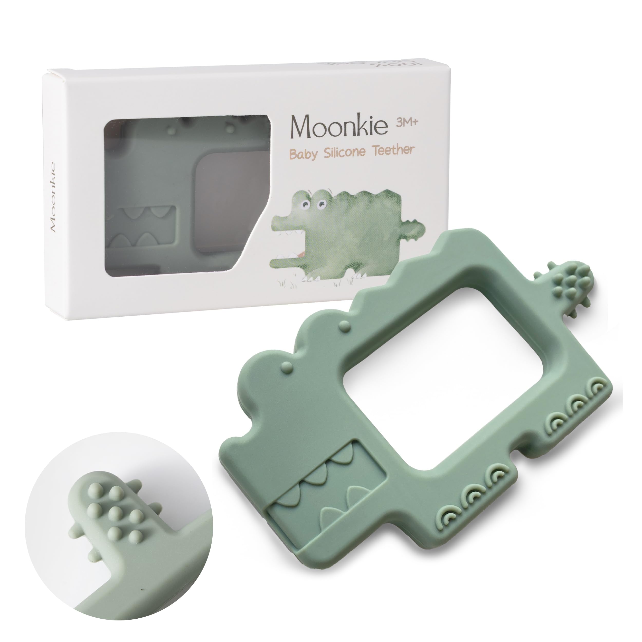 Moonkie massaggiagengive coccodrillo verde silicone senza BPA