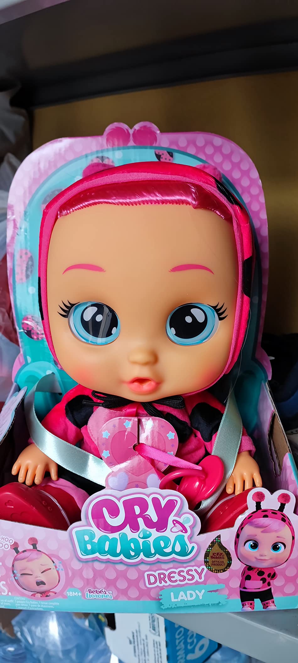 Imc Toys Cry Babies Dressy Lady bambola coccinella capelli rosa