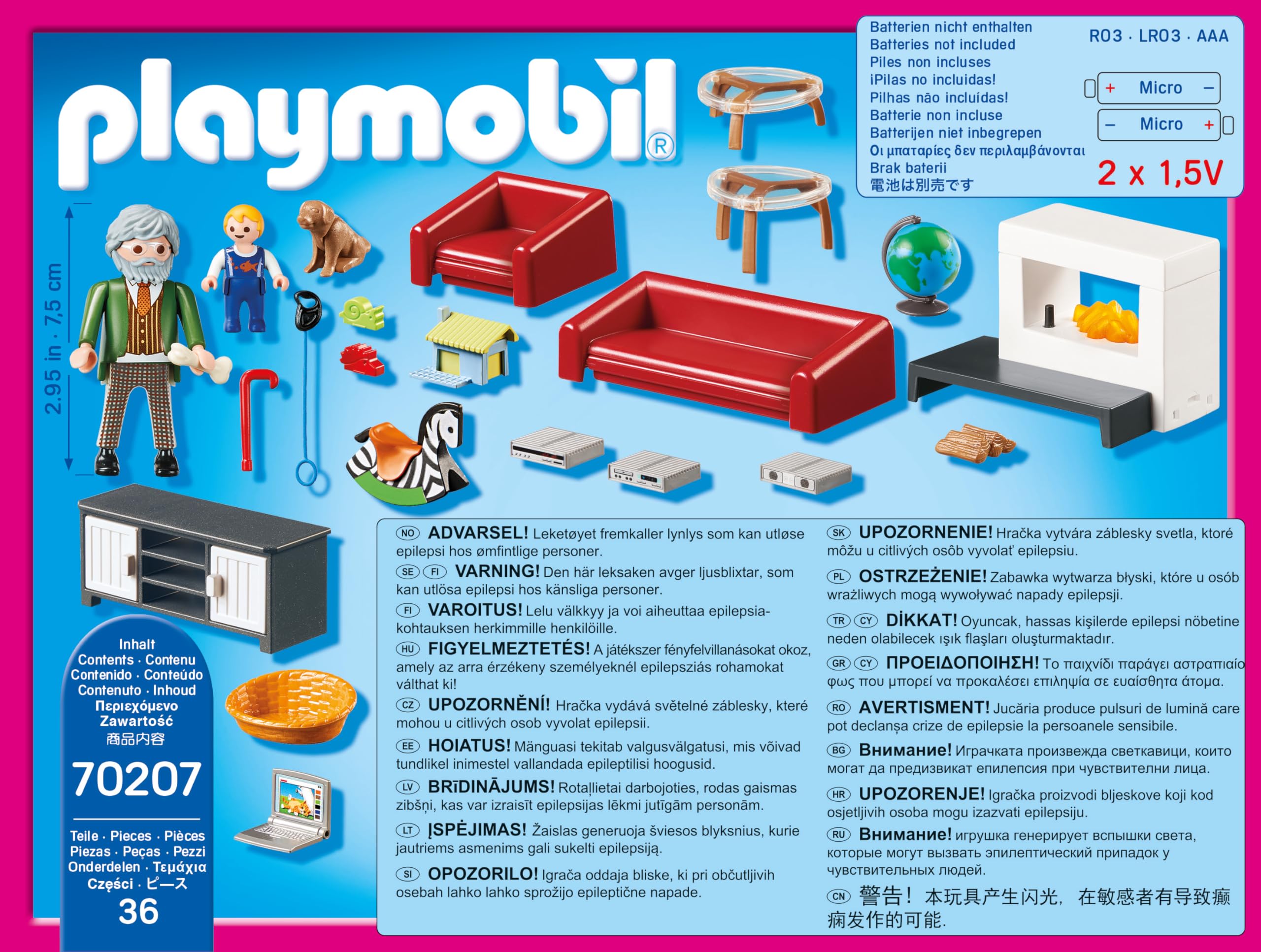 Playmobil Dollhouse 70207 soggiorno con camino playset 36 pezzi