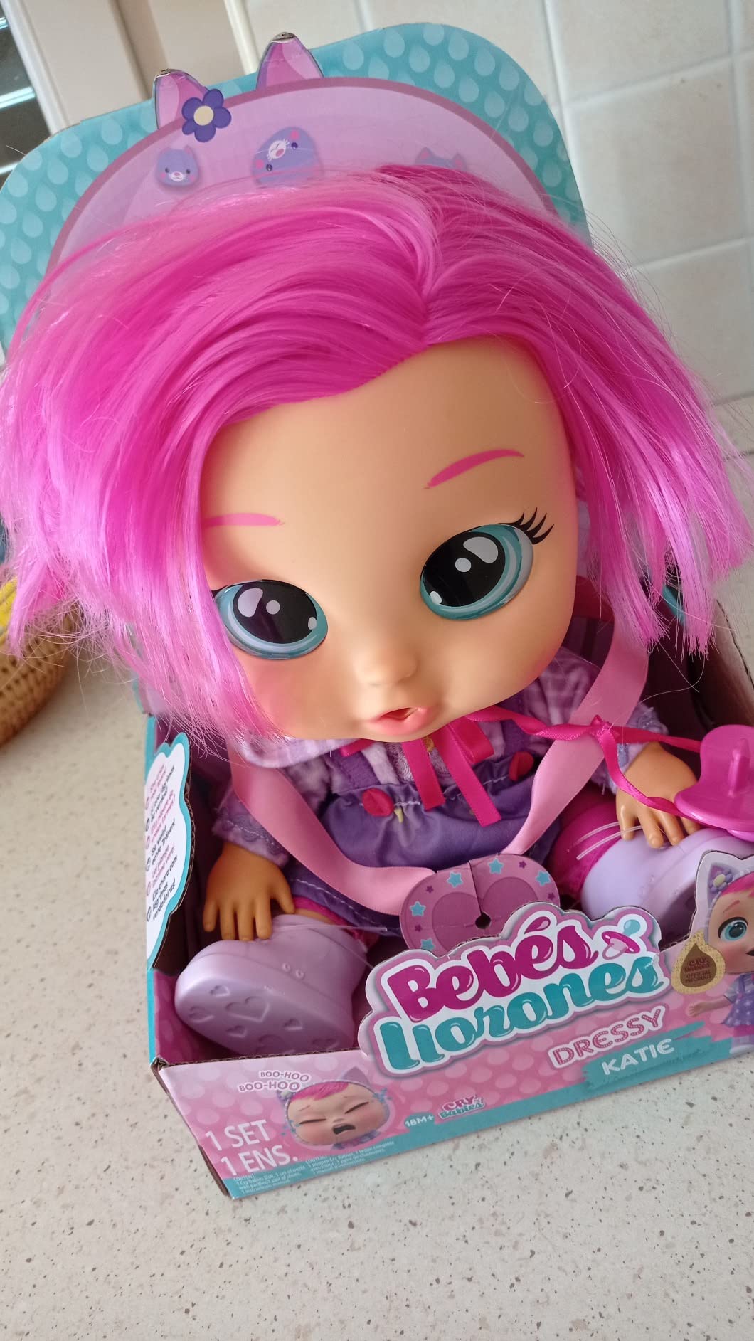 IMC Toys Cry Babies Dressy Katie Bambola 30 cm Capelli Rosa