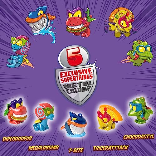 Superthings Dino Destroyers tin con 5 figure metallizzate