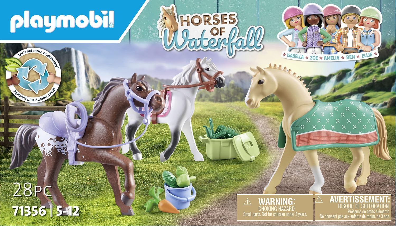 Playmobil Horses 71356 set 3 cavalli giocattolo con selle