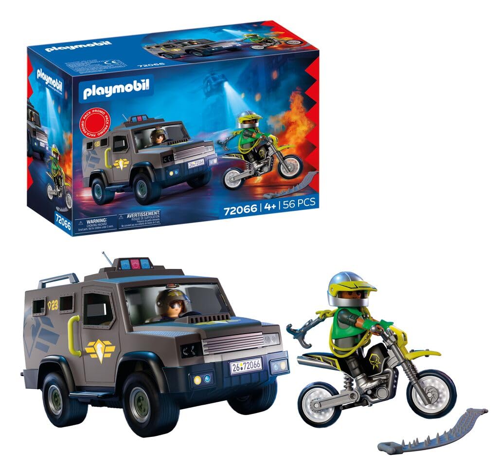 PLAYMOBIL City Action 72066 Veicolo SWAT polizia con moto