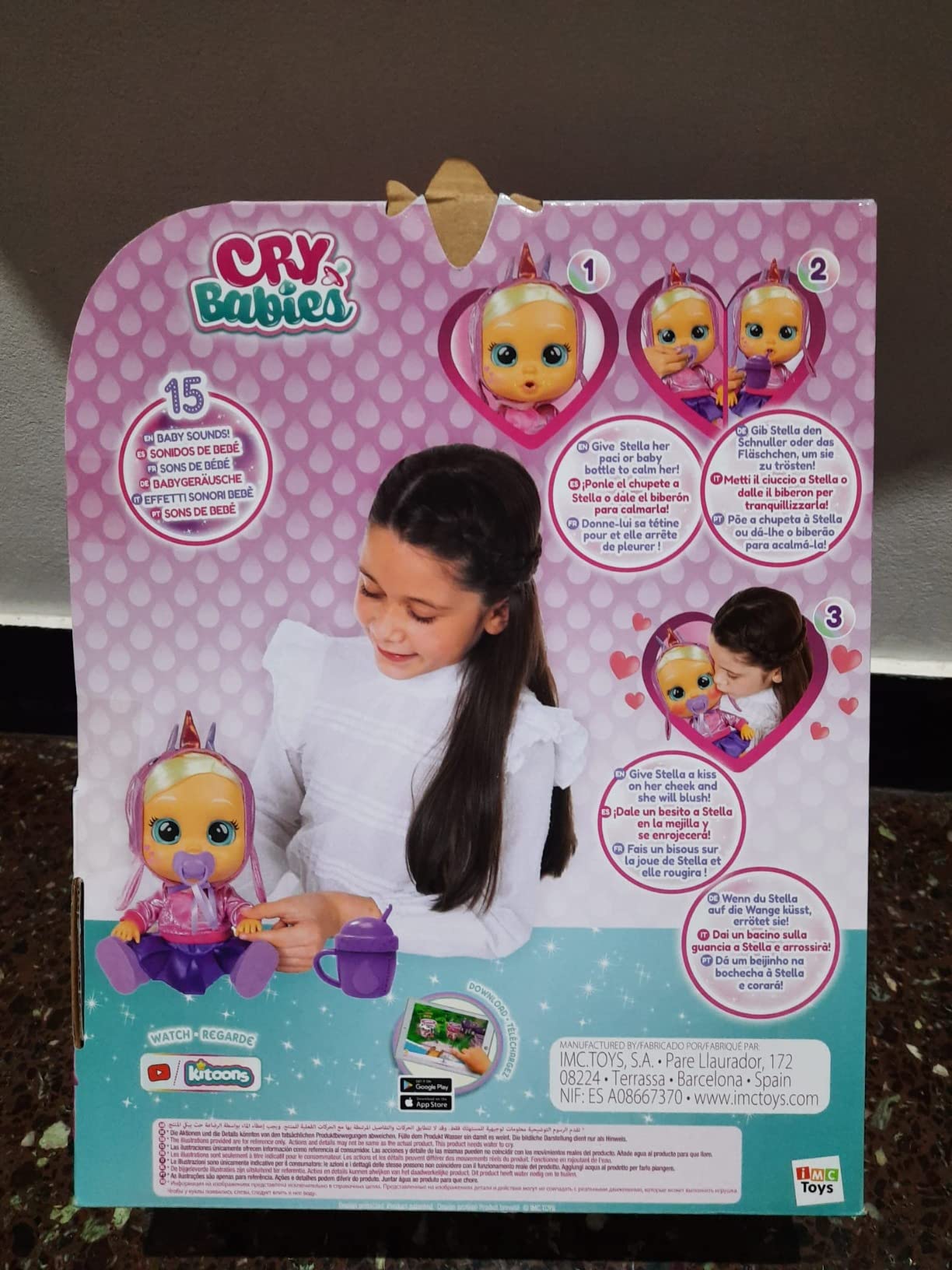 Imc Toys Cry Babies Kiss Me Stella bambola narvalo rosa arrossisce