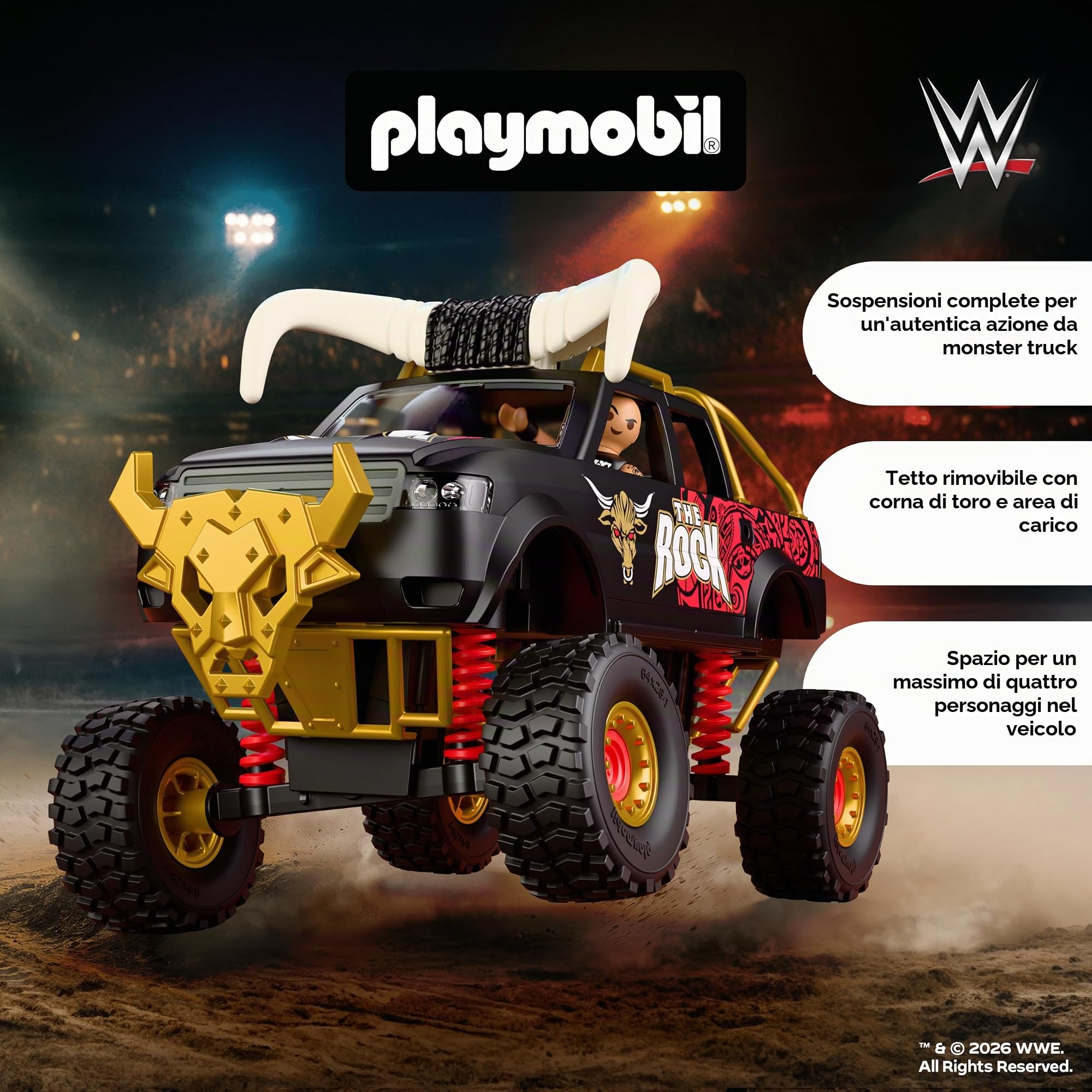 Playmobil WWE The Rock Monster Truck 71955 Sospensioni 5 Anni
