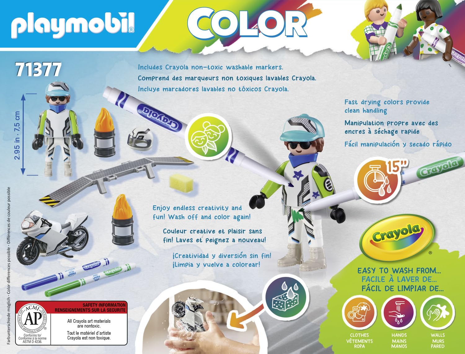 Playmobil Funstars Color 71377 Moto da Corsa Gioco 18 Pezzi 5+ Anni