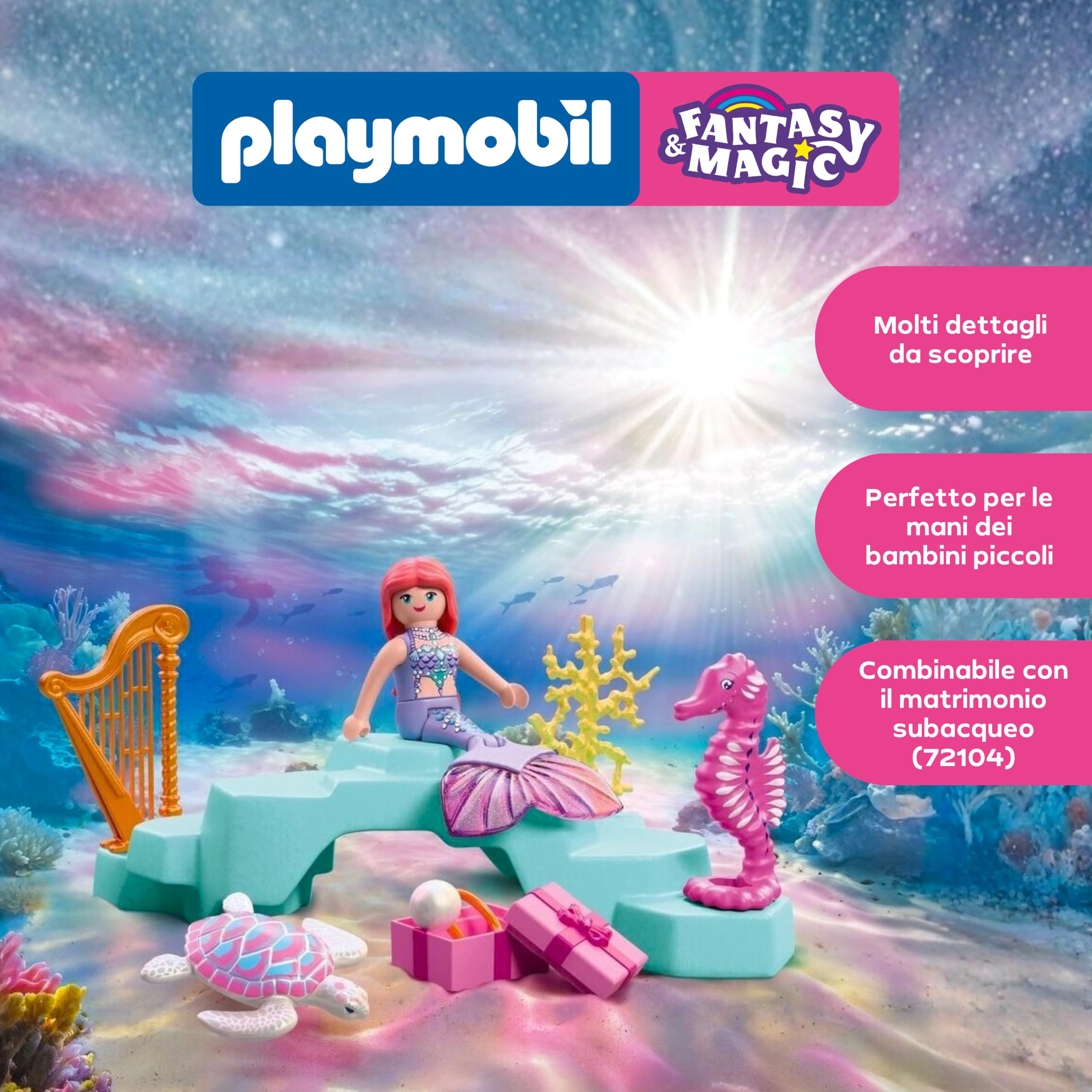 Playmobil Fantasy Magic 72107 sirena con regalo e arpa