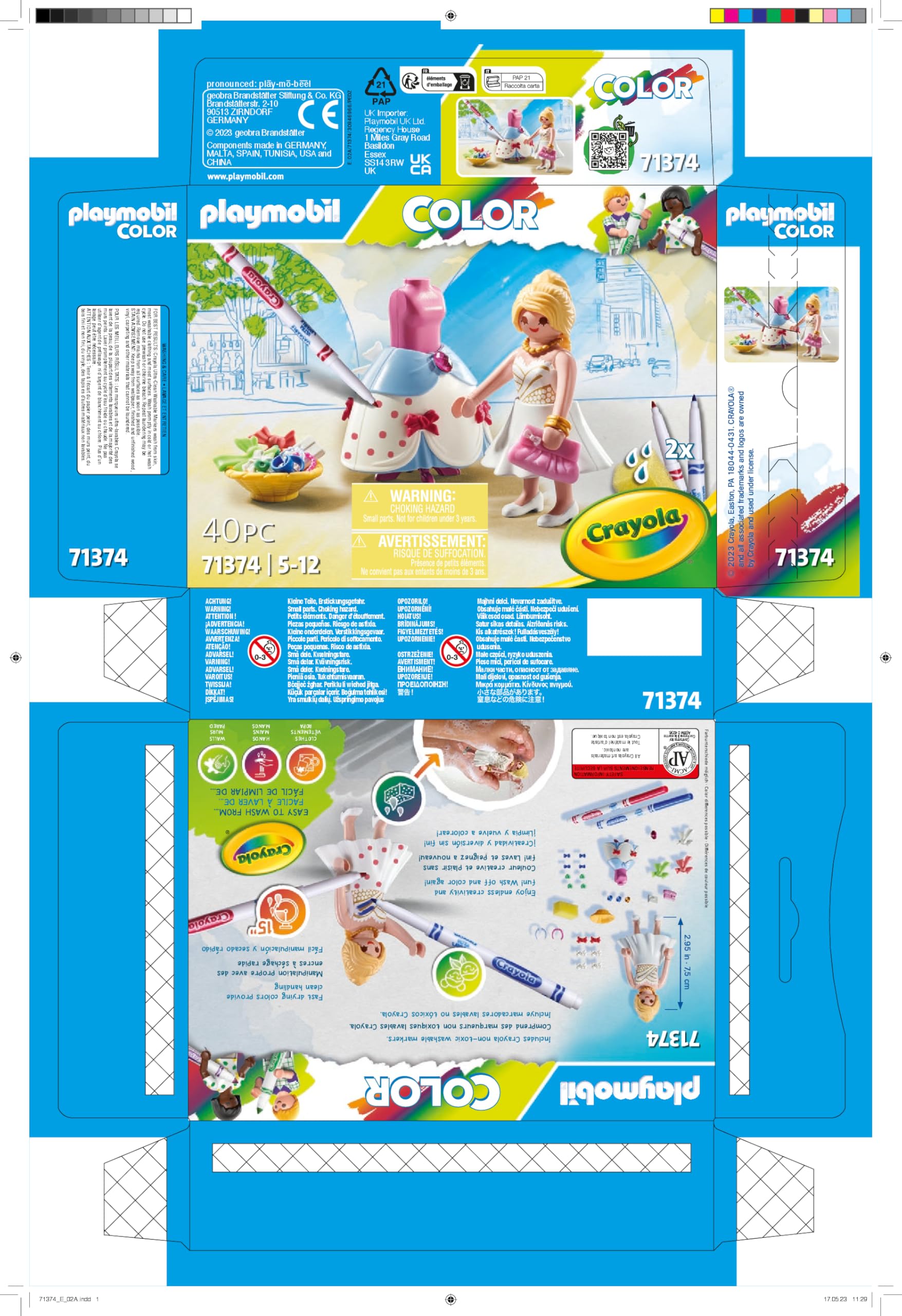 Playmobil Color 71374 Fashion Designer playset pennarelli lavabili