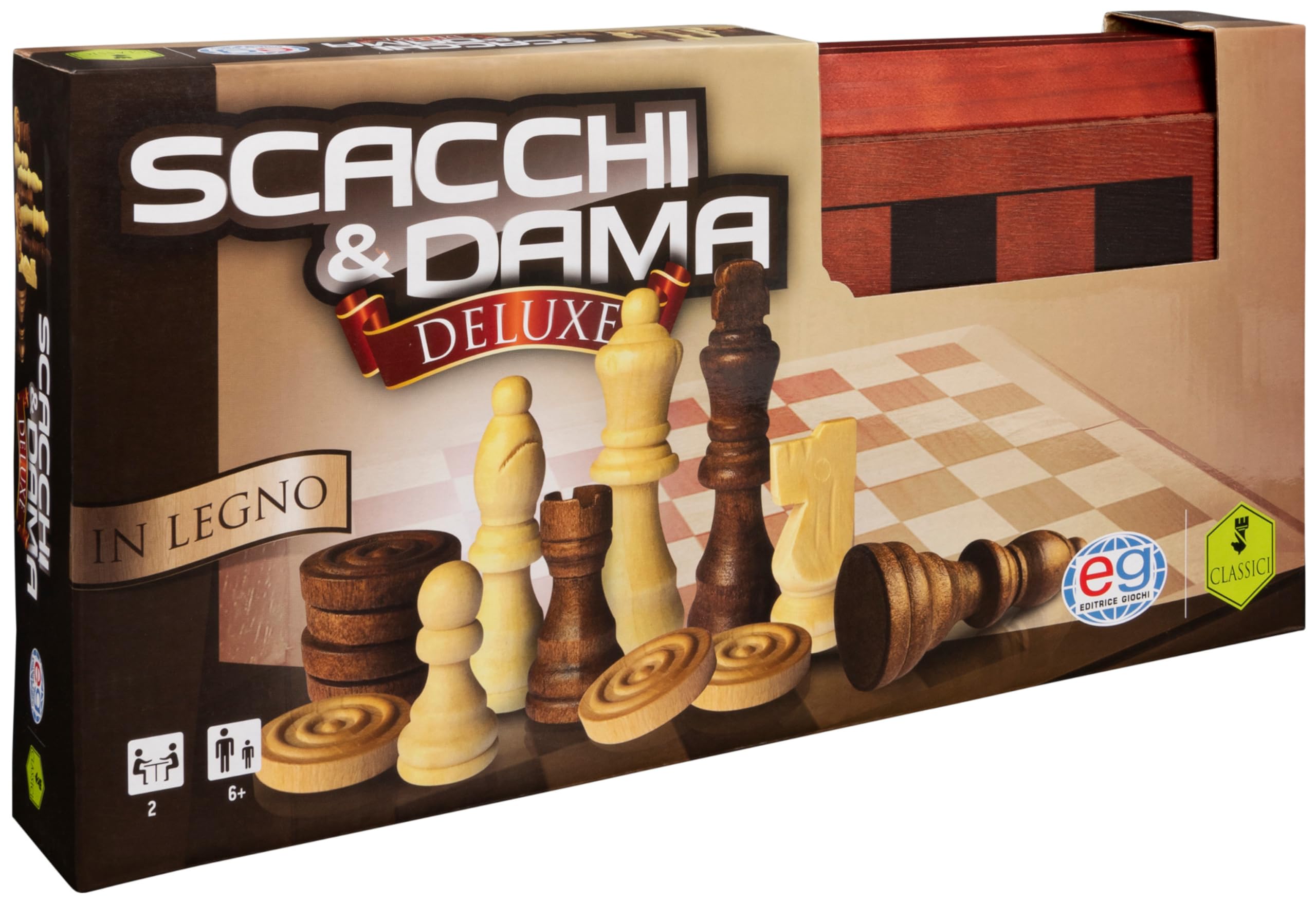 Spin Master Classic Games 6036101 Dama e Scacchi Deluxe Legno