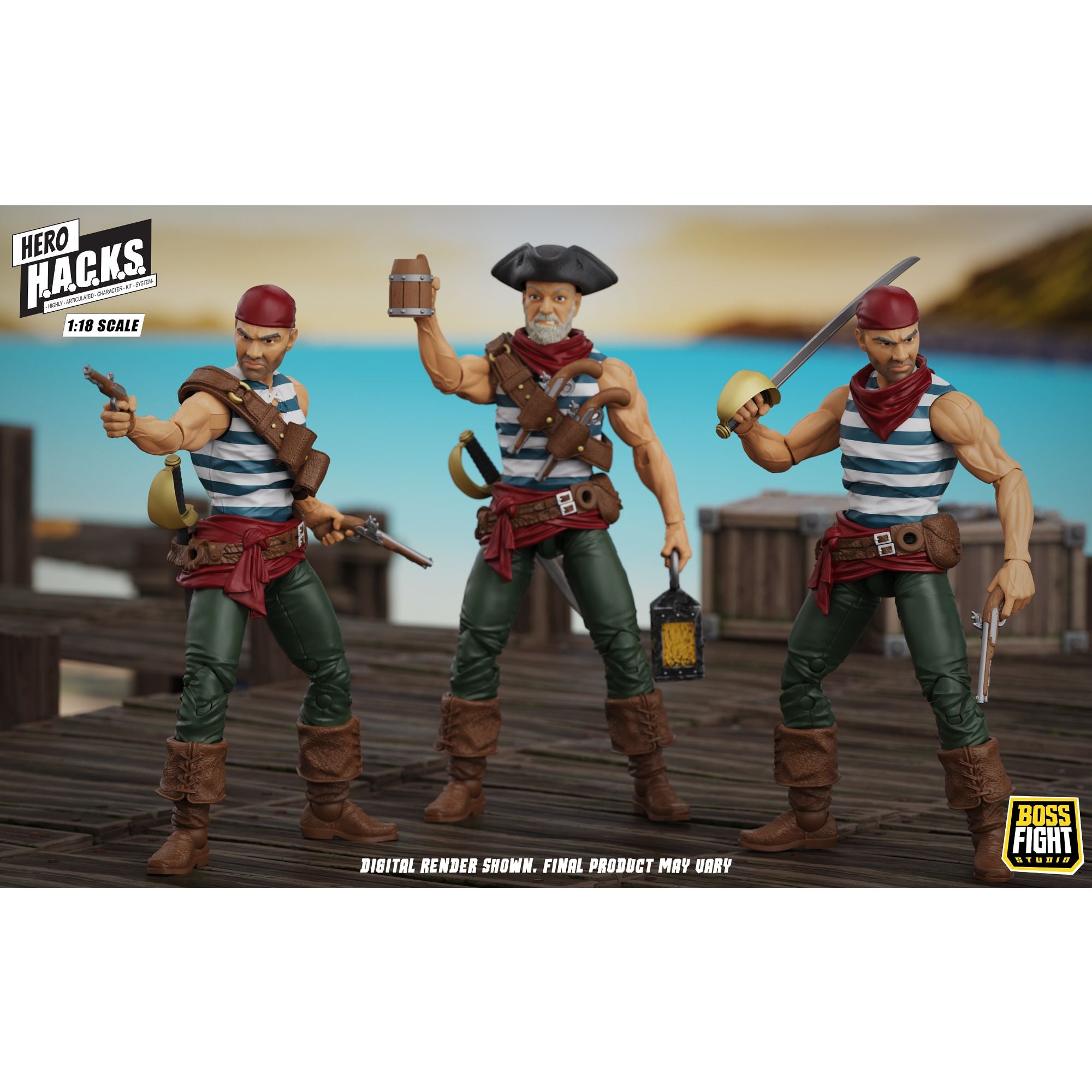 Boss Fight Hero HACKS Daniel Wright Action Figure Pirata