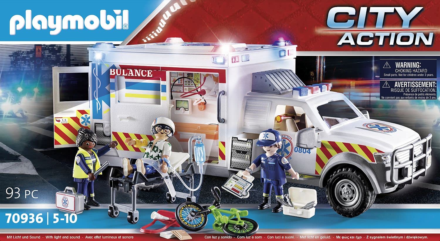 PLAYMOBIL City Action 70936 Ambulanza Americana con Luci e Suoni