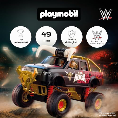 Playmobil WWE The Rock Monster Truck 71955 Sospensioni 5 Anni