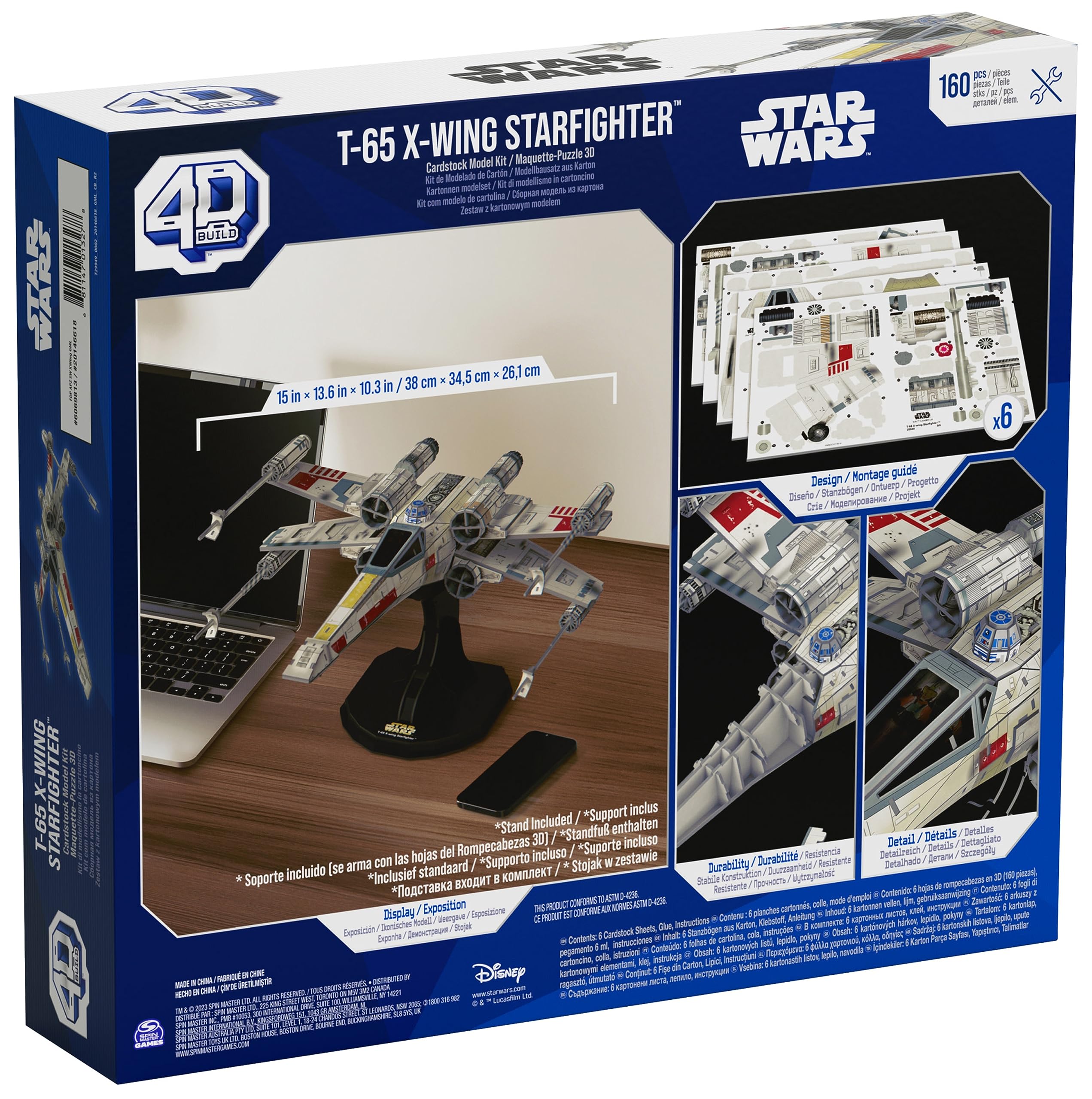Spin Master 4D Build T-65 X-Wing Starfighter Puzzle 3D 160 Pezzi