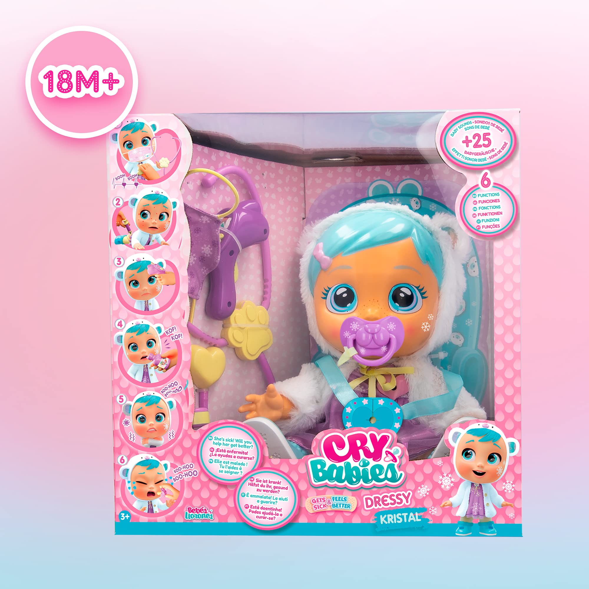 Cry Babies Dressy Kristal Bambola Interattiva che Piange