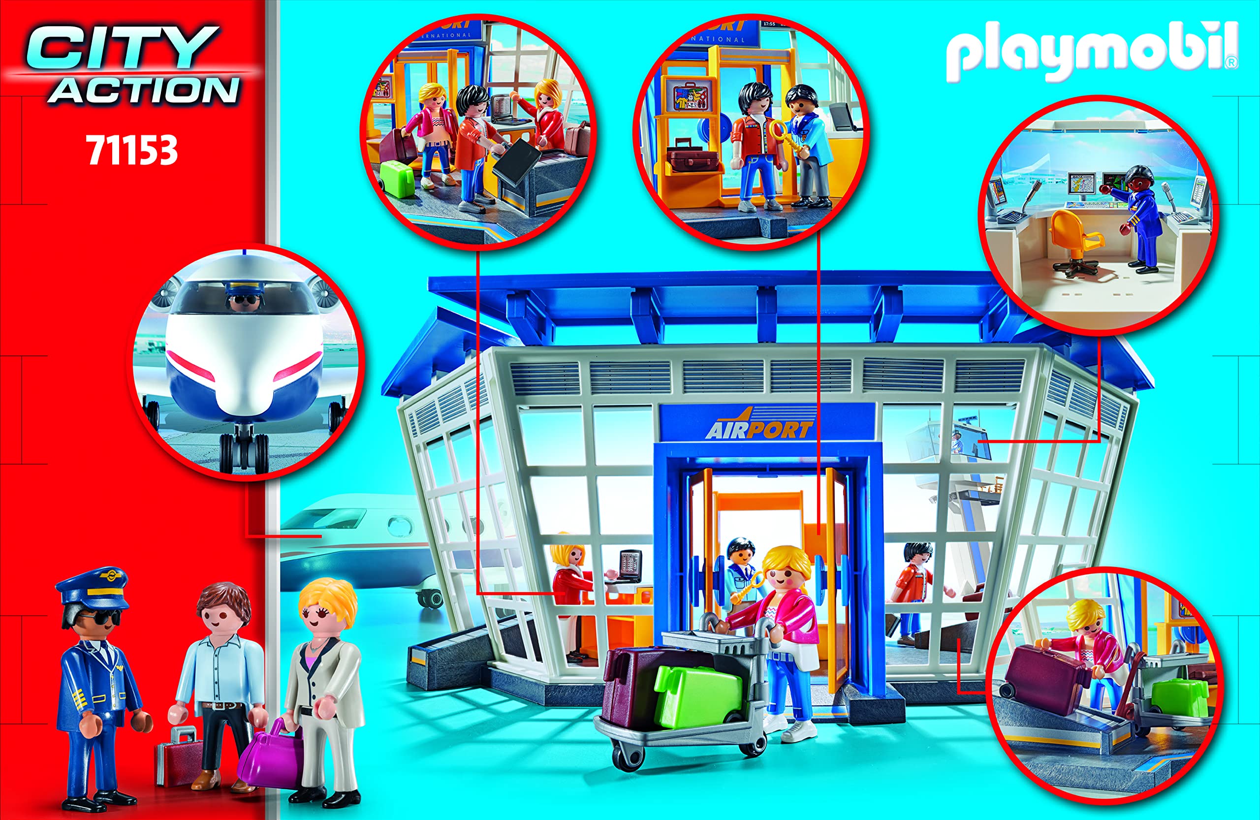 Playmobil City Action 71153 aeroporto con aeroplano playset 146 pezzi