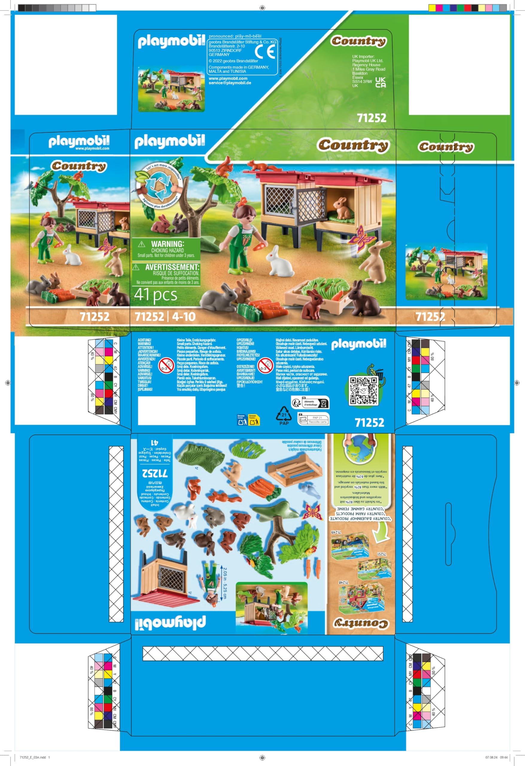 PLAYMOBIL Country 71252 Recinto Conigli Giocattolo 41 Pezzi