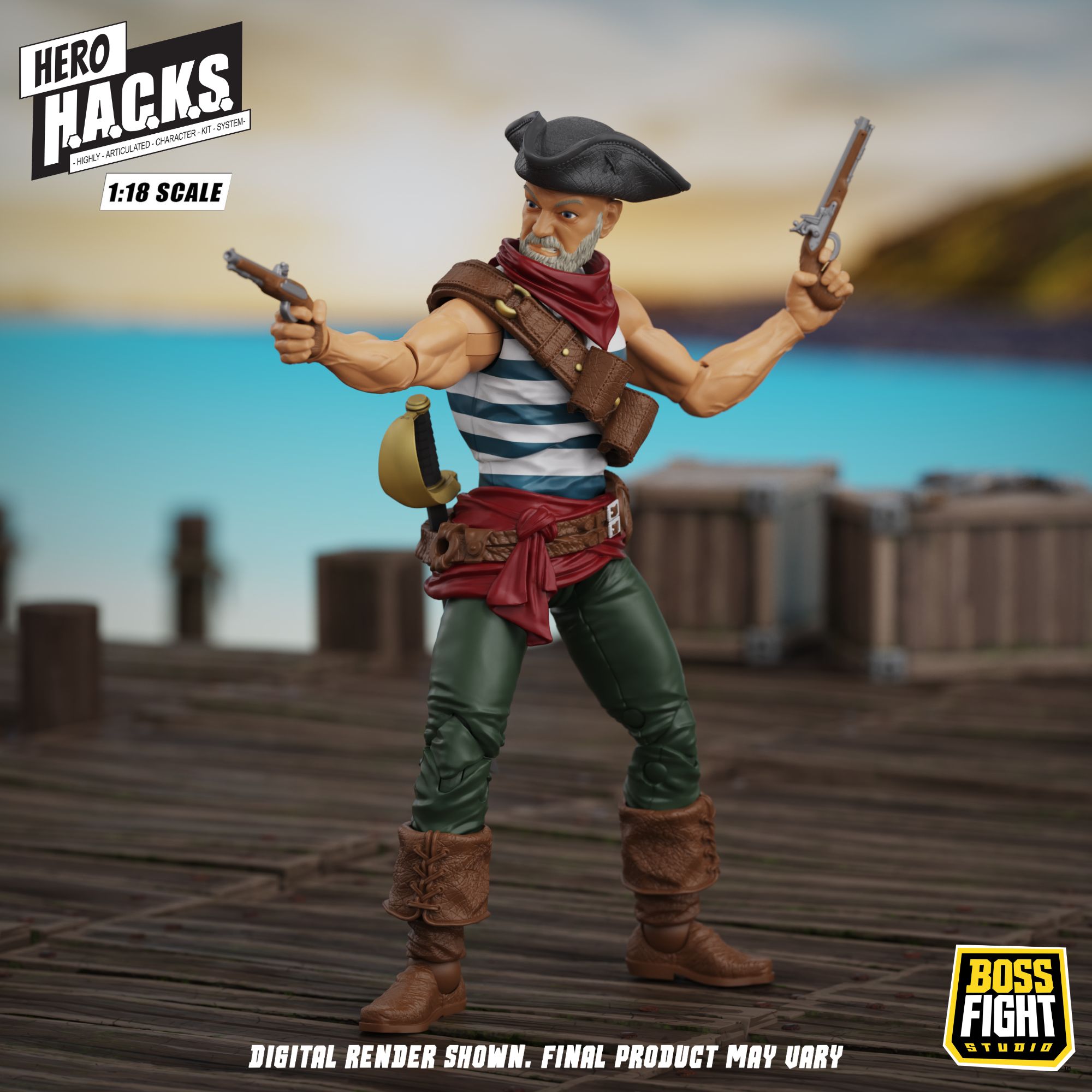Boss Fight Hero HACKS Daniel Wright Action Figure Pirata