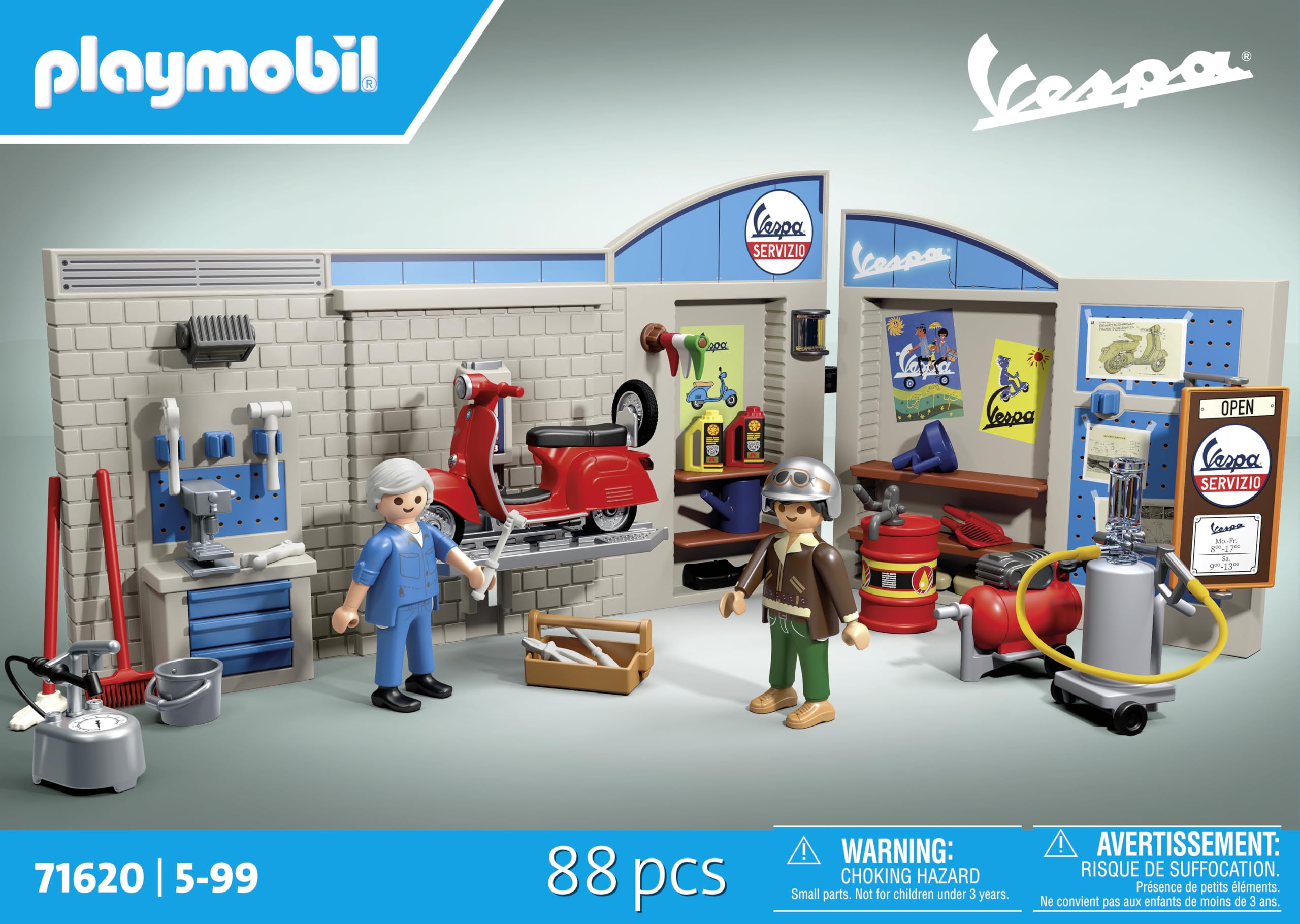 Playmobil Cars 71620 playset Garage Vespa Anni '60