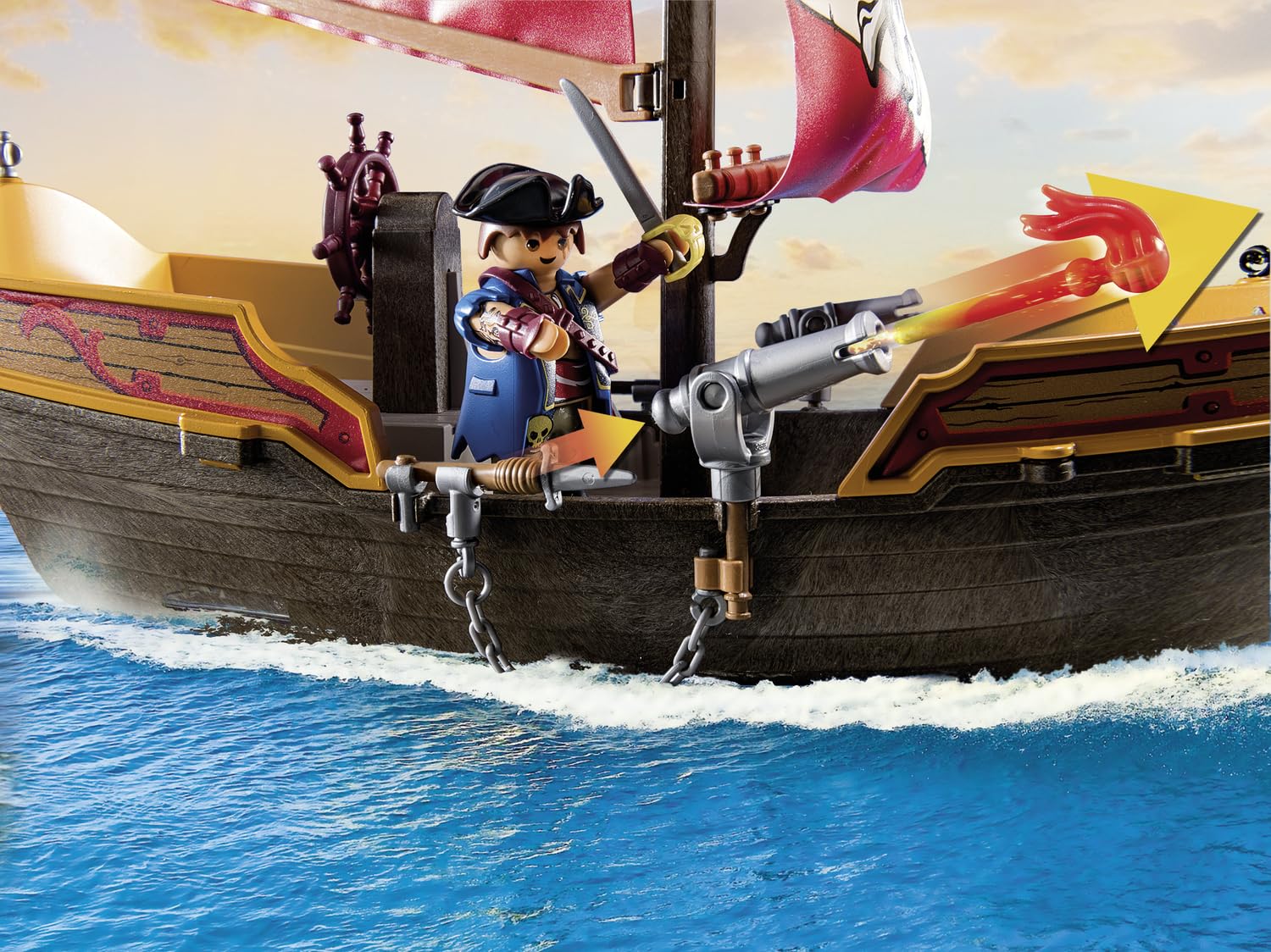 PLAYMOBIL Pirates 71418 nave pirata galleggiante con cannoni