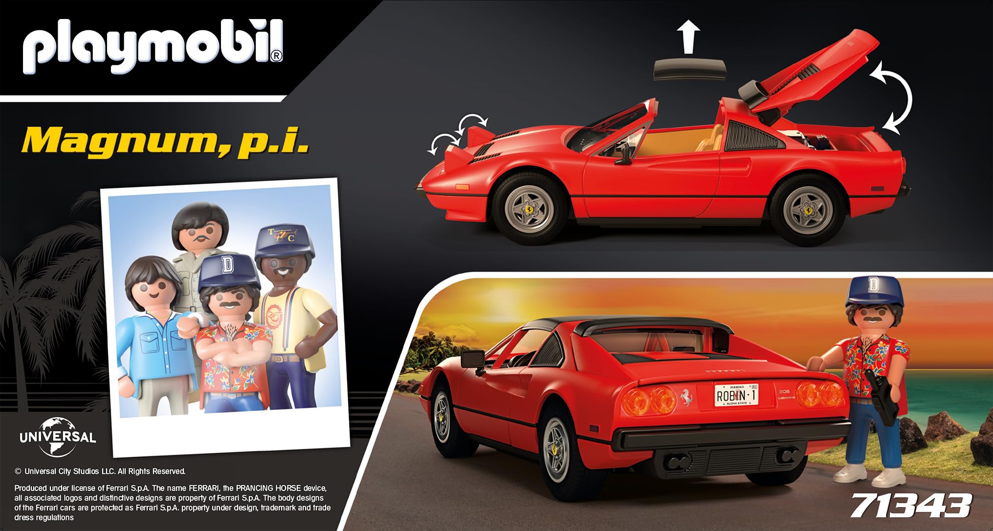 PLAYMOBIL 71343 Ferrari 308 GTS Magnum P.I. macchinina rossa