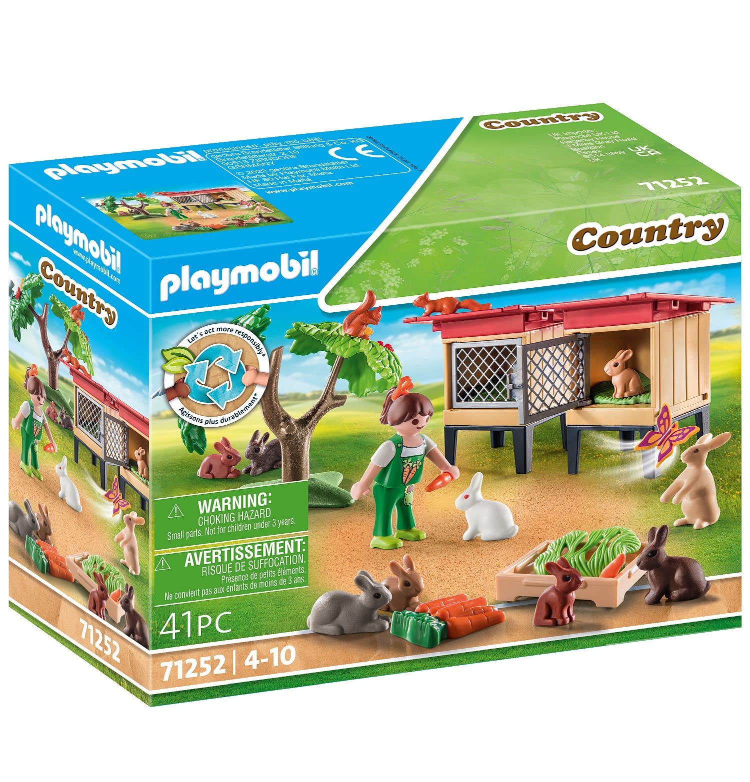 PLAYMOBIL Country 71252 Recinto Conigli Giocattolo 41 Pezzi