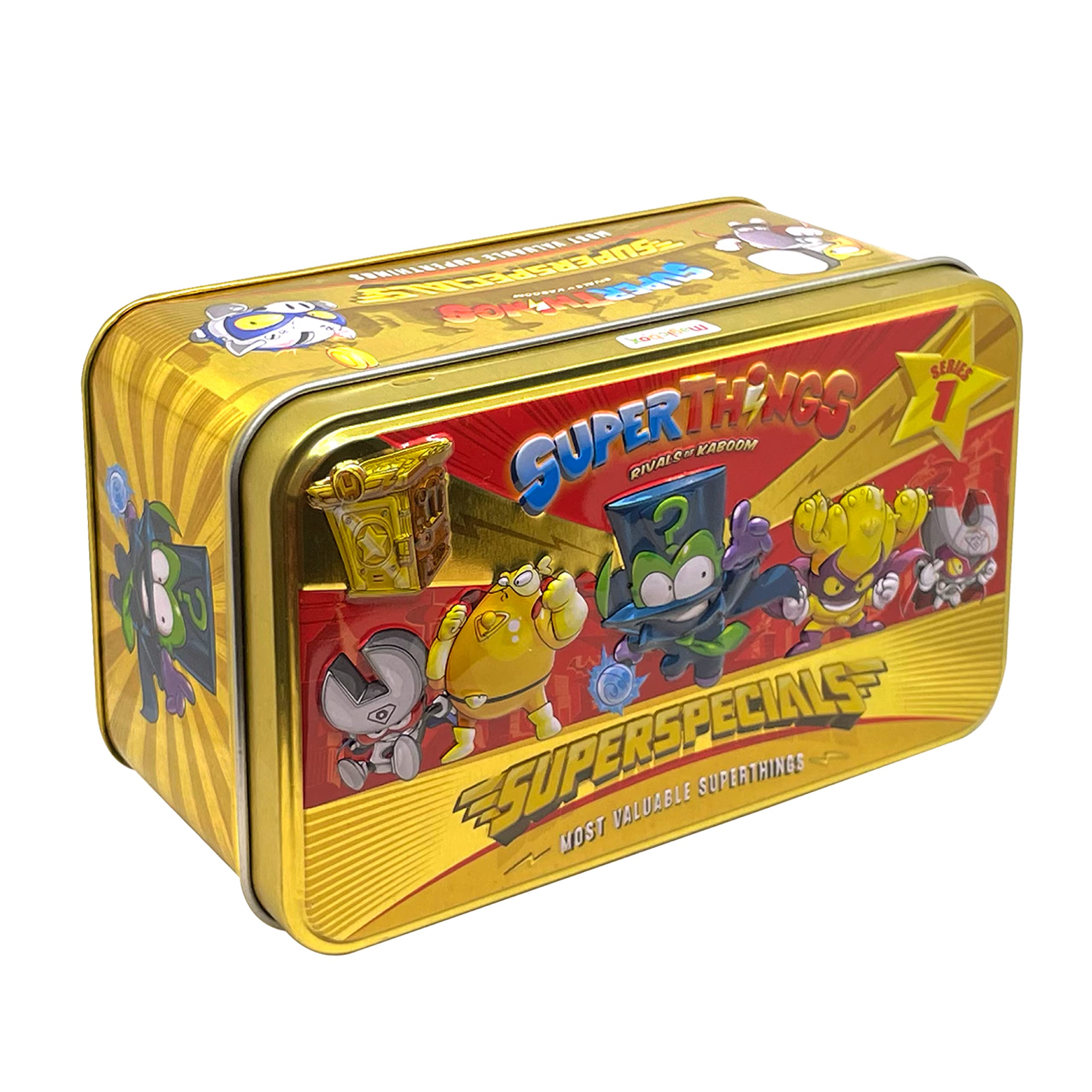 SUPERTHINGS Serie 1 Scatola Latta Gold con 9 Personaggi