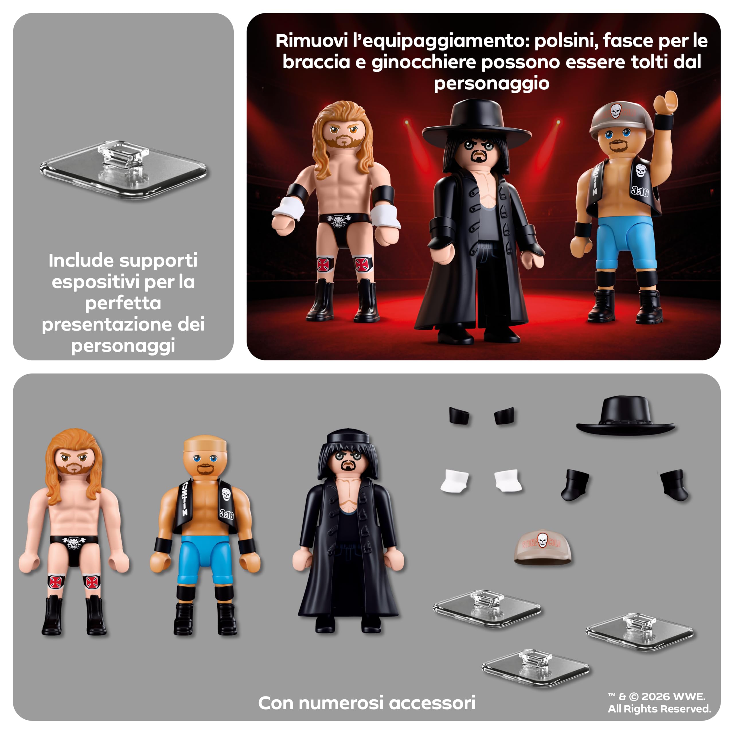 PLAYMOBIL WWE 71957 multipack personaggi Attitude Era 3 pezzi
