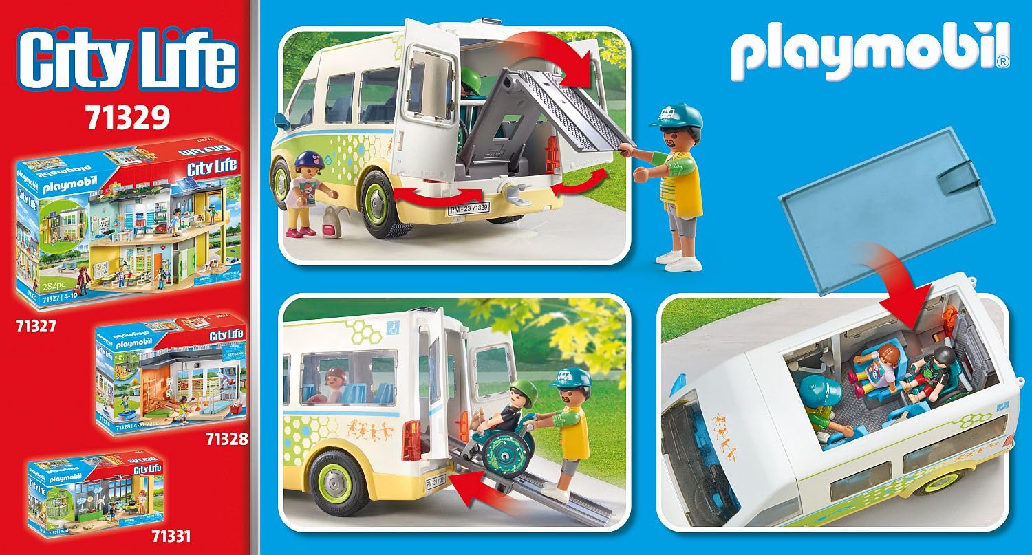 Playmobil City Life 71329 scuolabus giocattolo con rampa