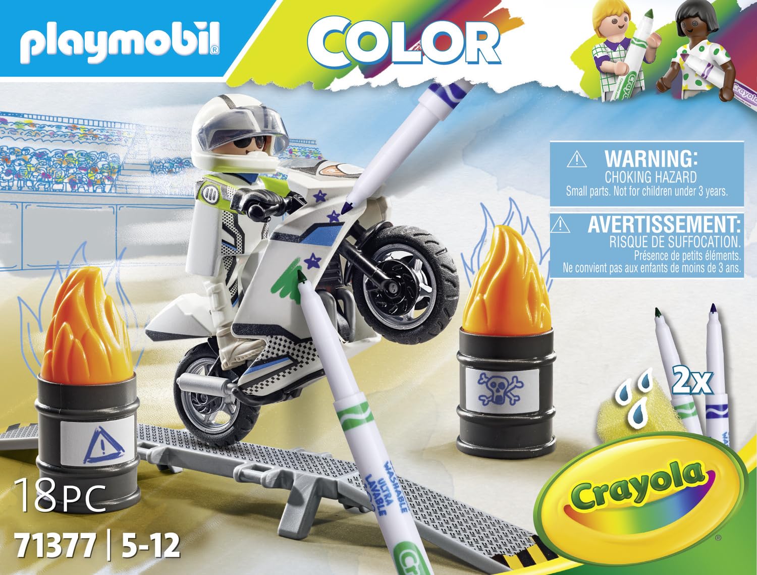 Playmobil Funstars Color 71377 Moto da Corsa Gioco 18 Pezzi 5+ Anni