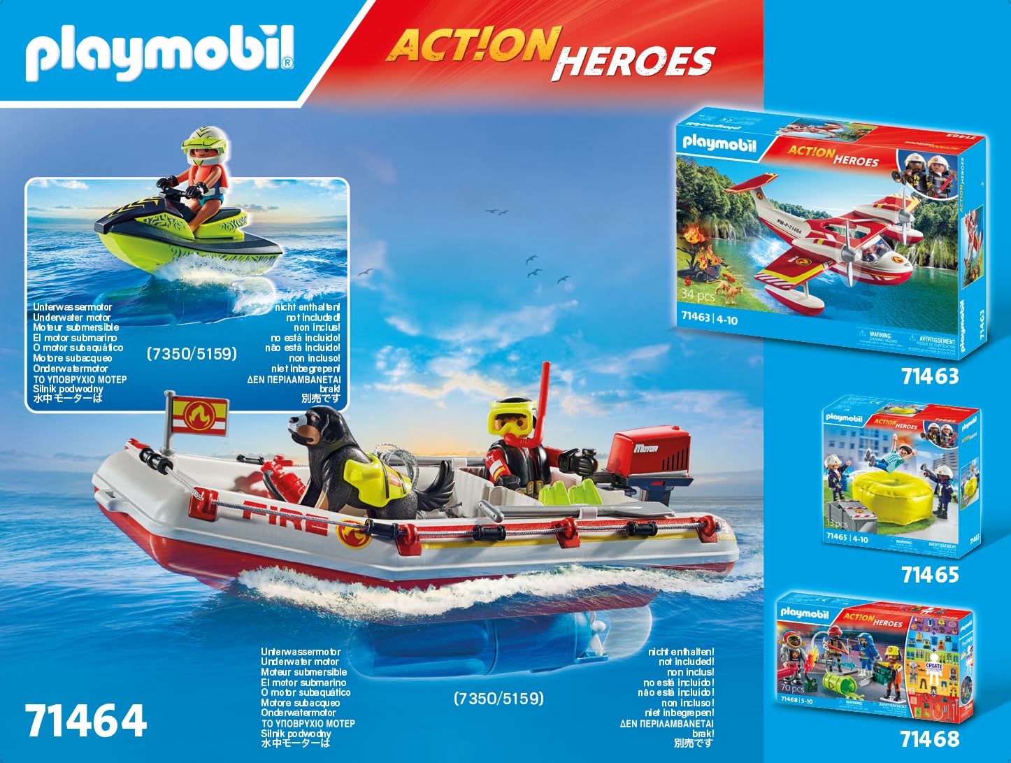 PLAYMOBIL Action Heroes 71464 Barca Pompieri Gommone Gioco