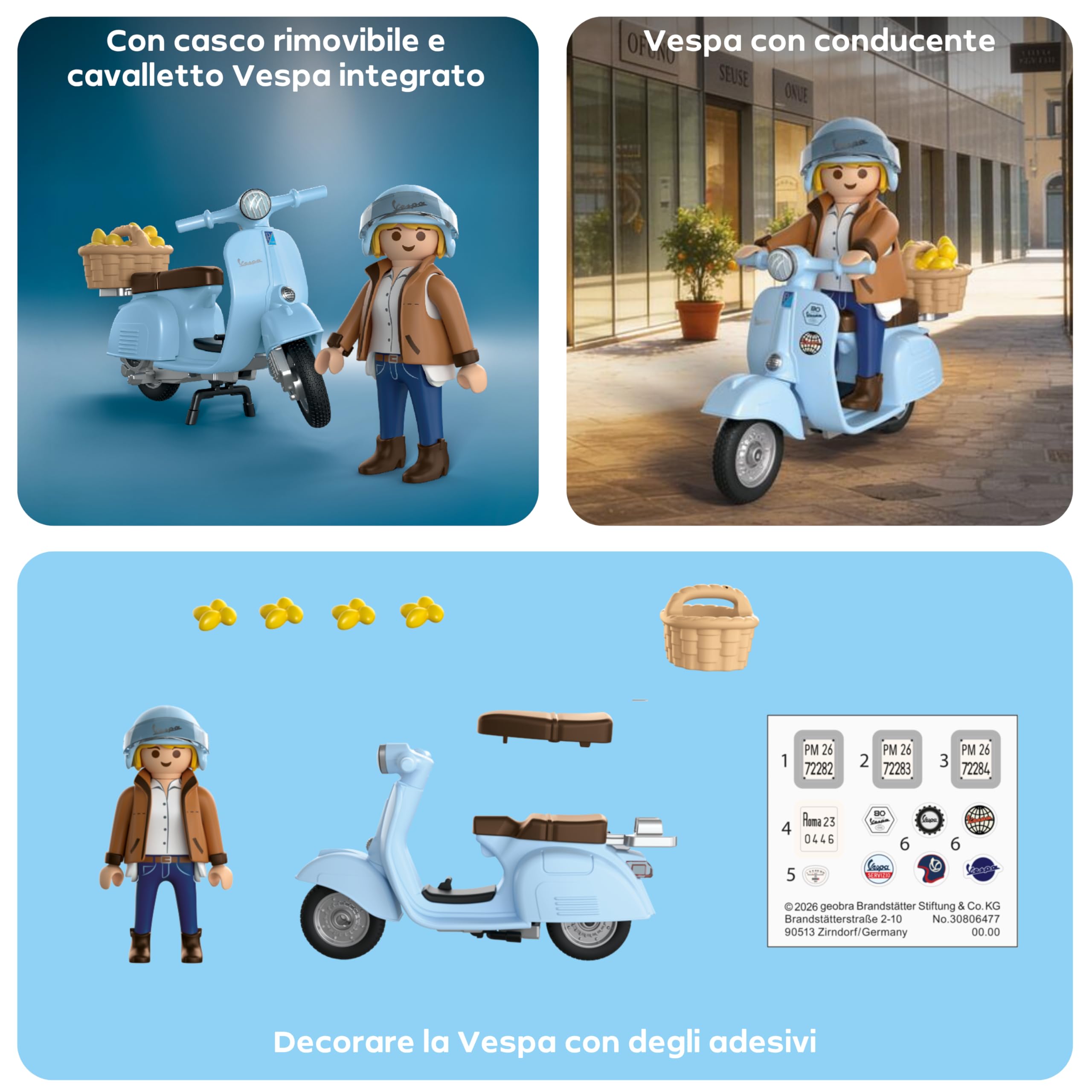 Playmobil 72284 Vespa 80 anni scooter azzurro personaggio