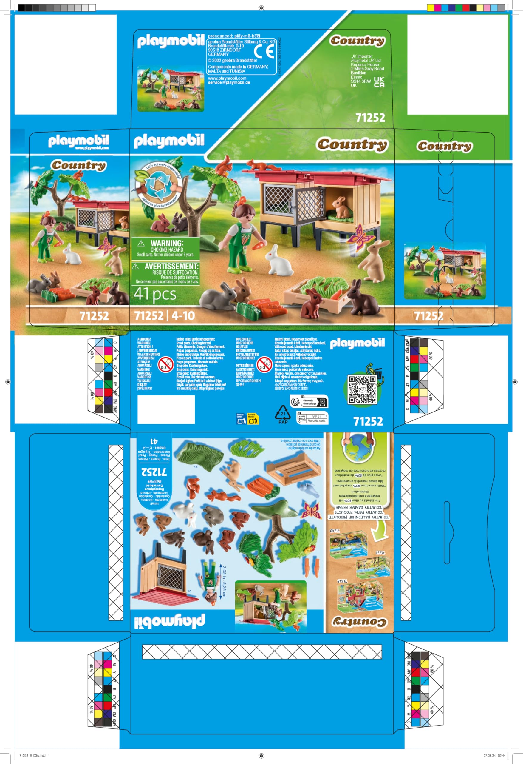 PLAYMOBIL Country 71252 Recinto Conigli Giocattolo 41 Pezzi