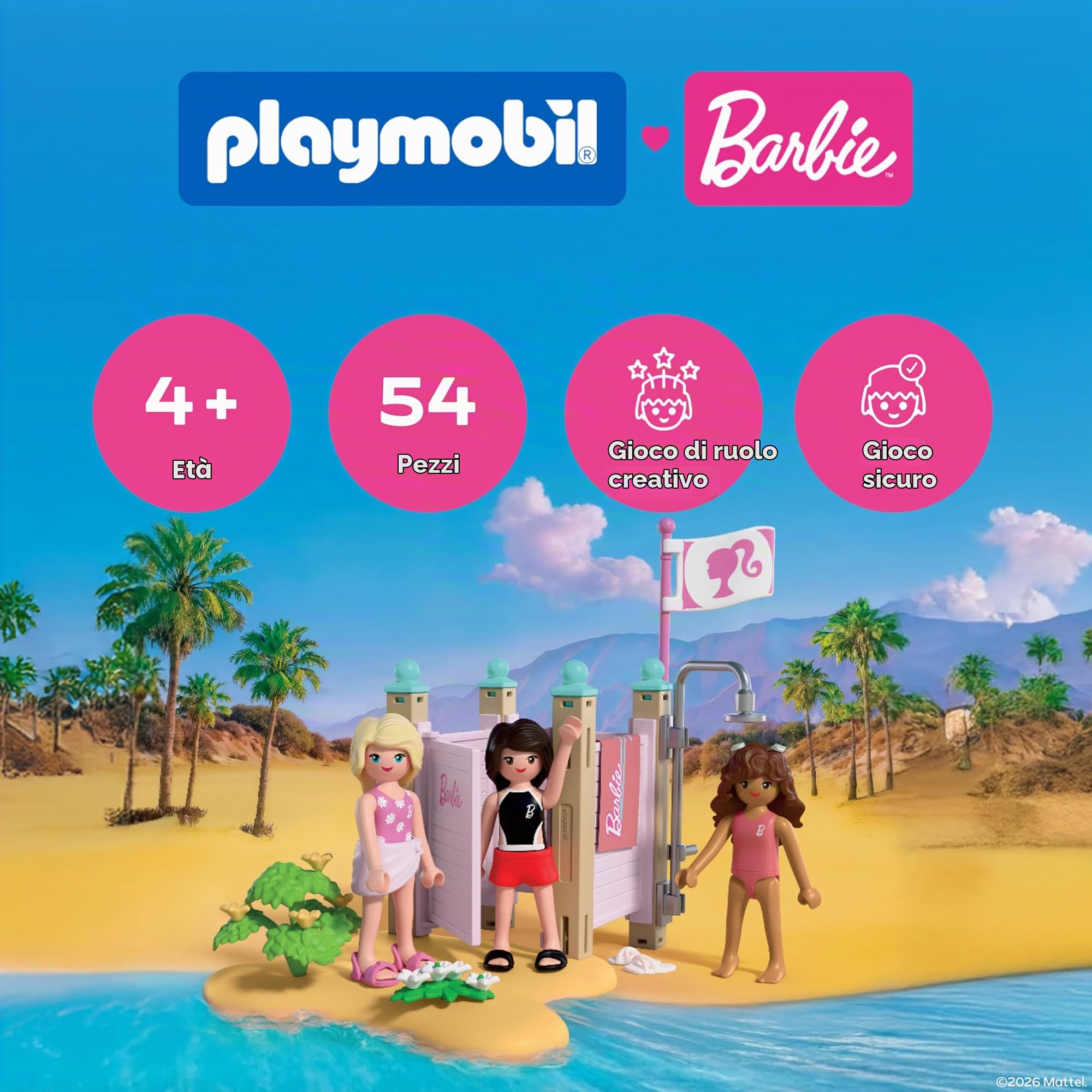 PLAYMOBIL Barbie cabina spiaggia con doccia e 3 personaggi