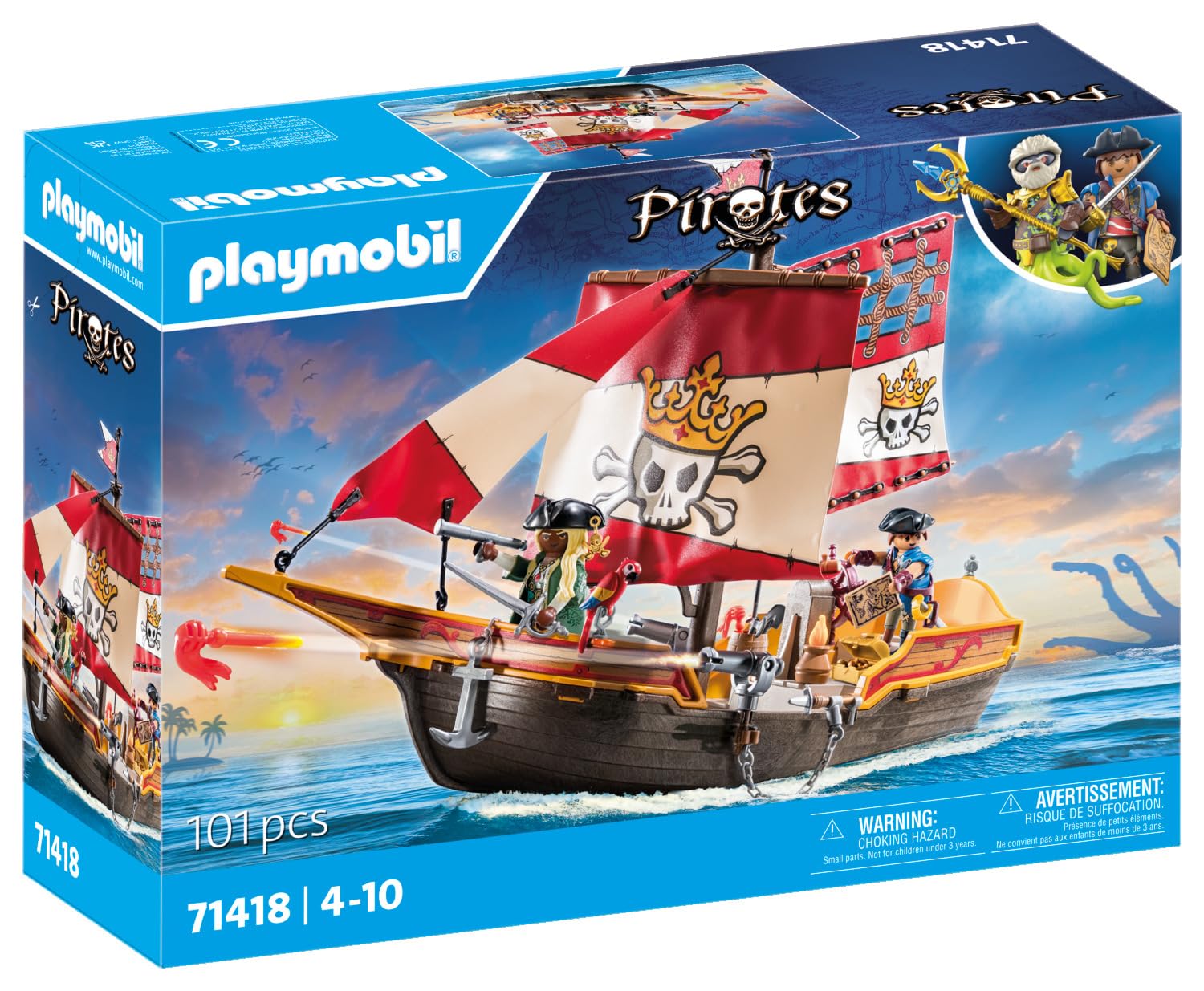 PLAYMOBIL Pirates 71418 nave pirata galleggiante con cannoni