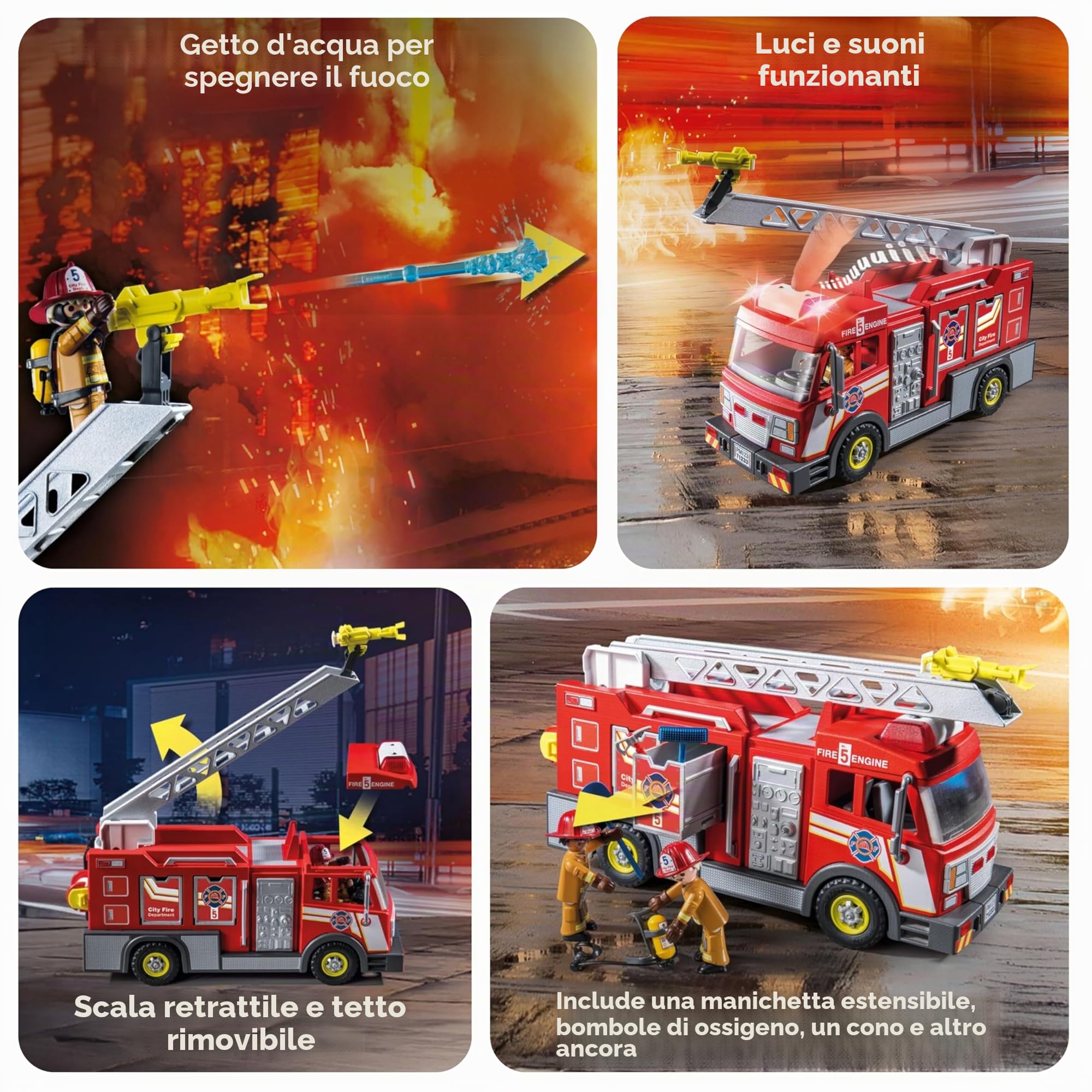 PLAYMOBIL 71233 City Action camion pompieri con scala
