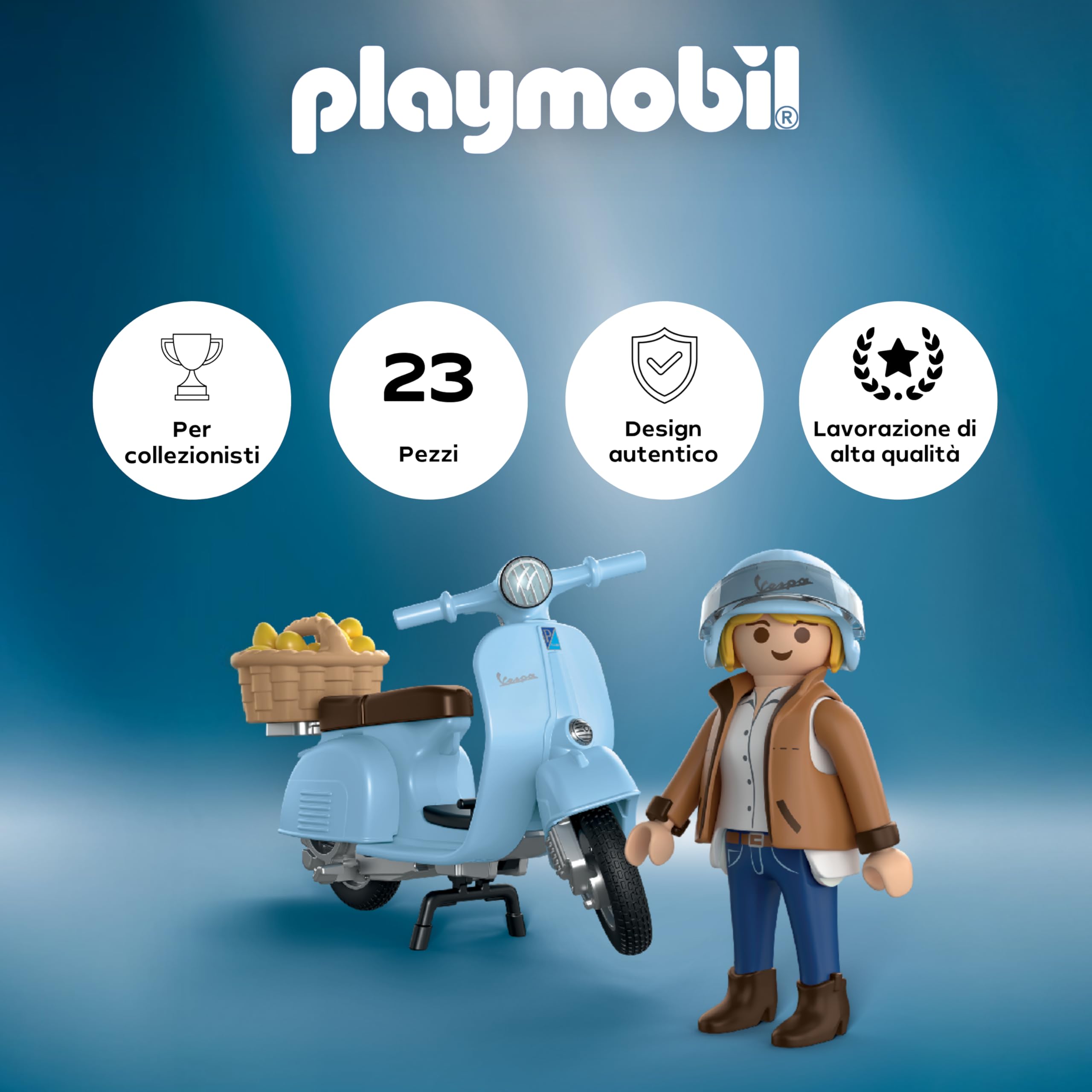 Playmobil 72284 Vespa 80 anni scooter azzurro personaggio