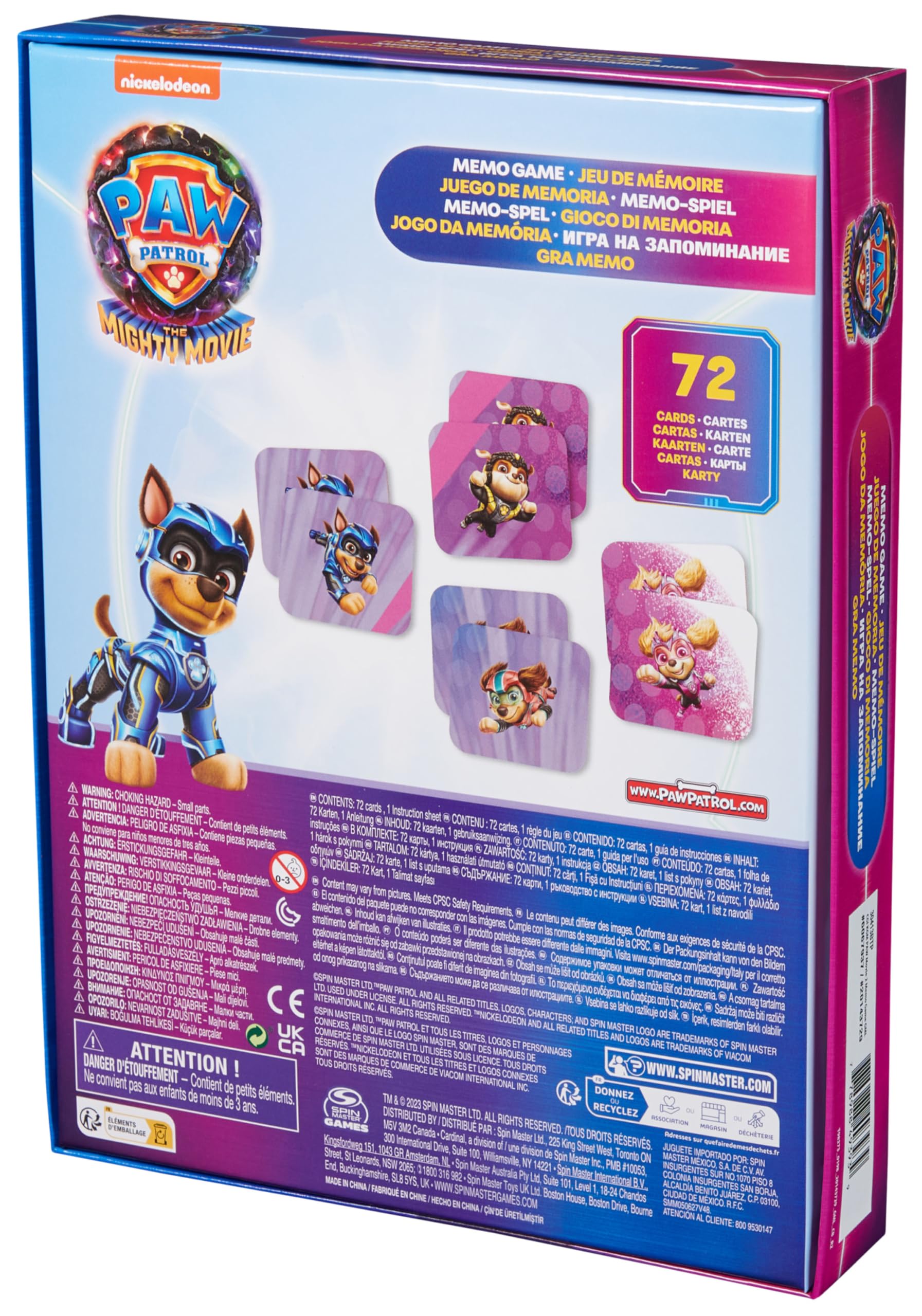 Paw Patrol Memory 72 carte gioco carte bambini 4+ anni film