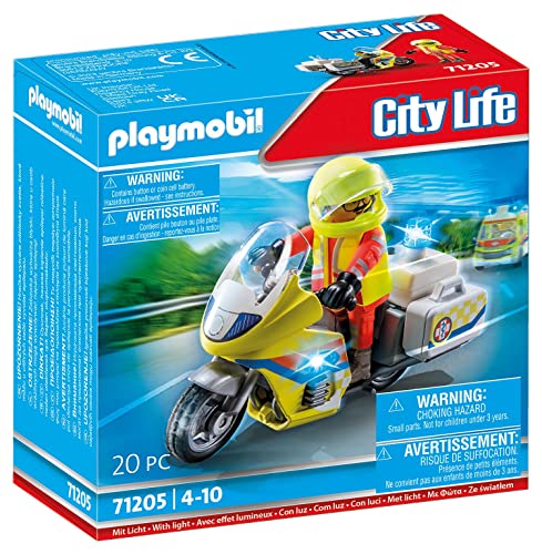 PLAYMOBIL City Life 71205 soccorritore con moto 20 pezzi luce
