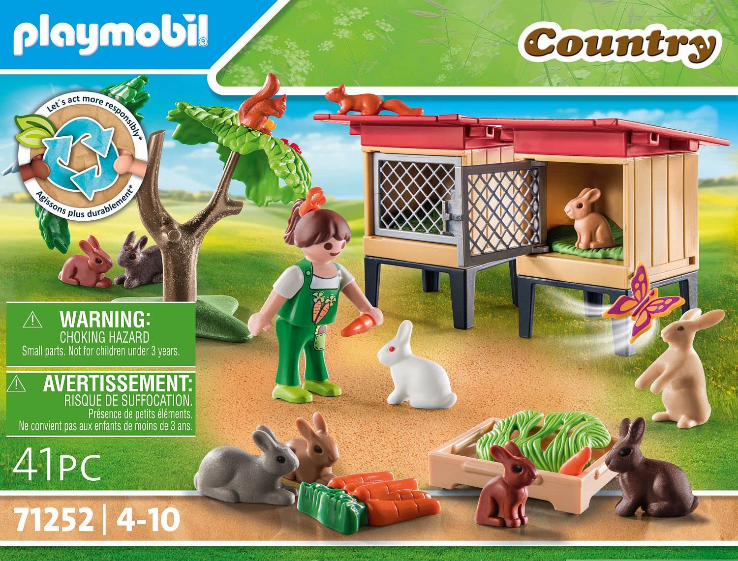 PLAYMOBIL Country 71252 Recinto Conigli Giocattolo 41 Pezzi