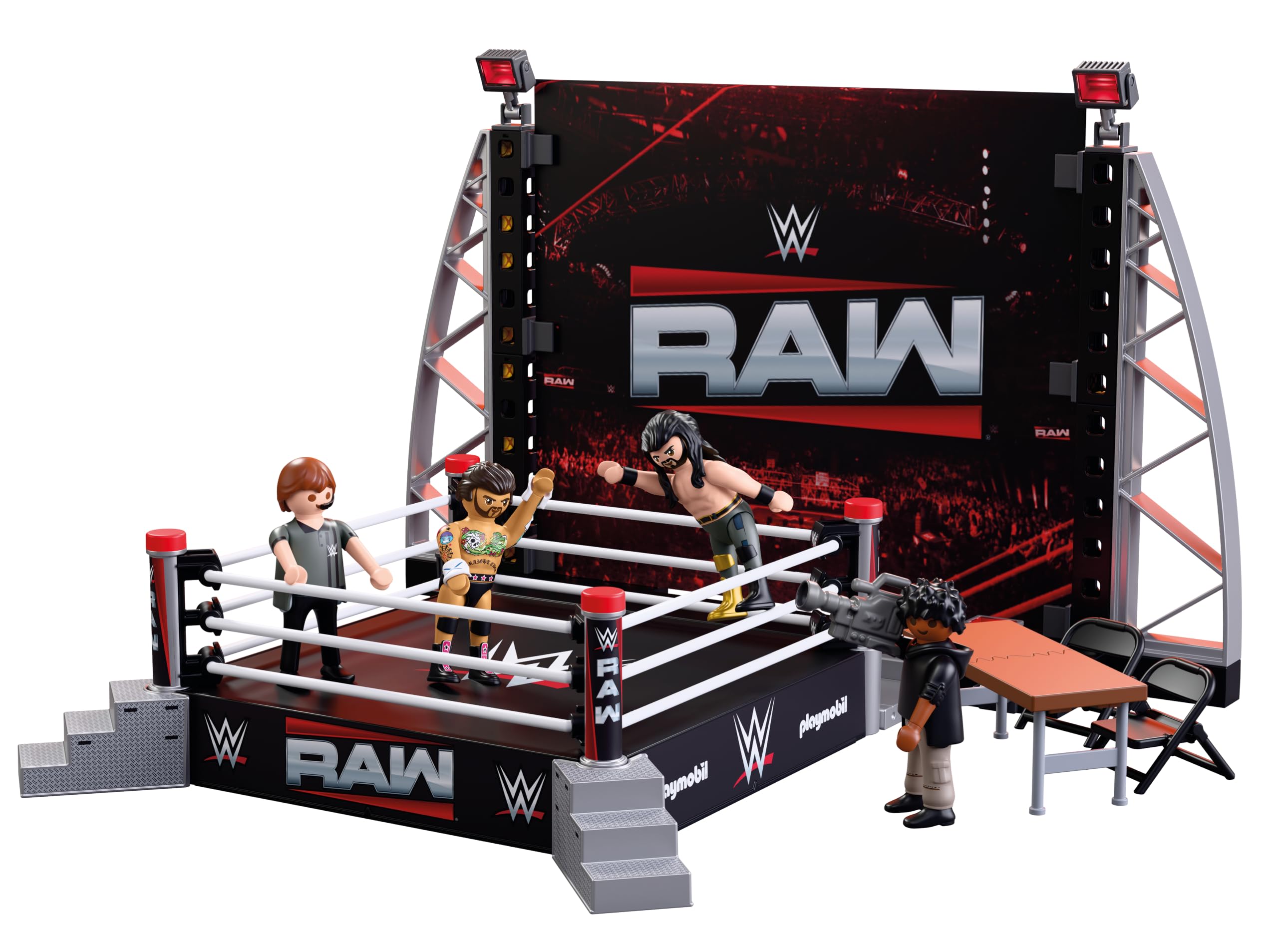 Playmobil WWE 71956 RAW Ring con CM Punk e Rollins