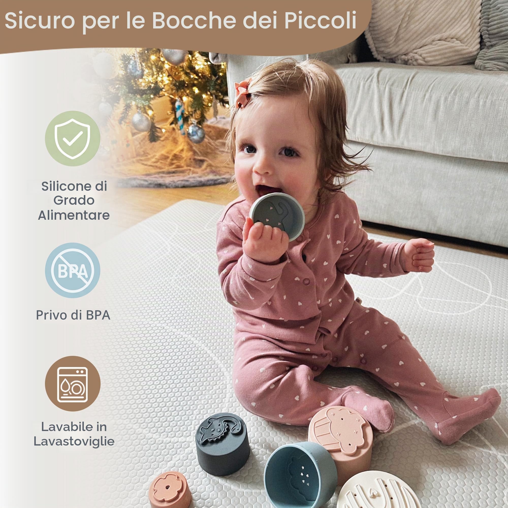 Moonkie Cubi Impilabili Tazze Silicone Fine Day 7 Pezzi alimentare