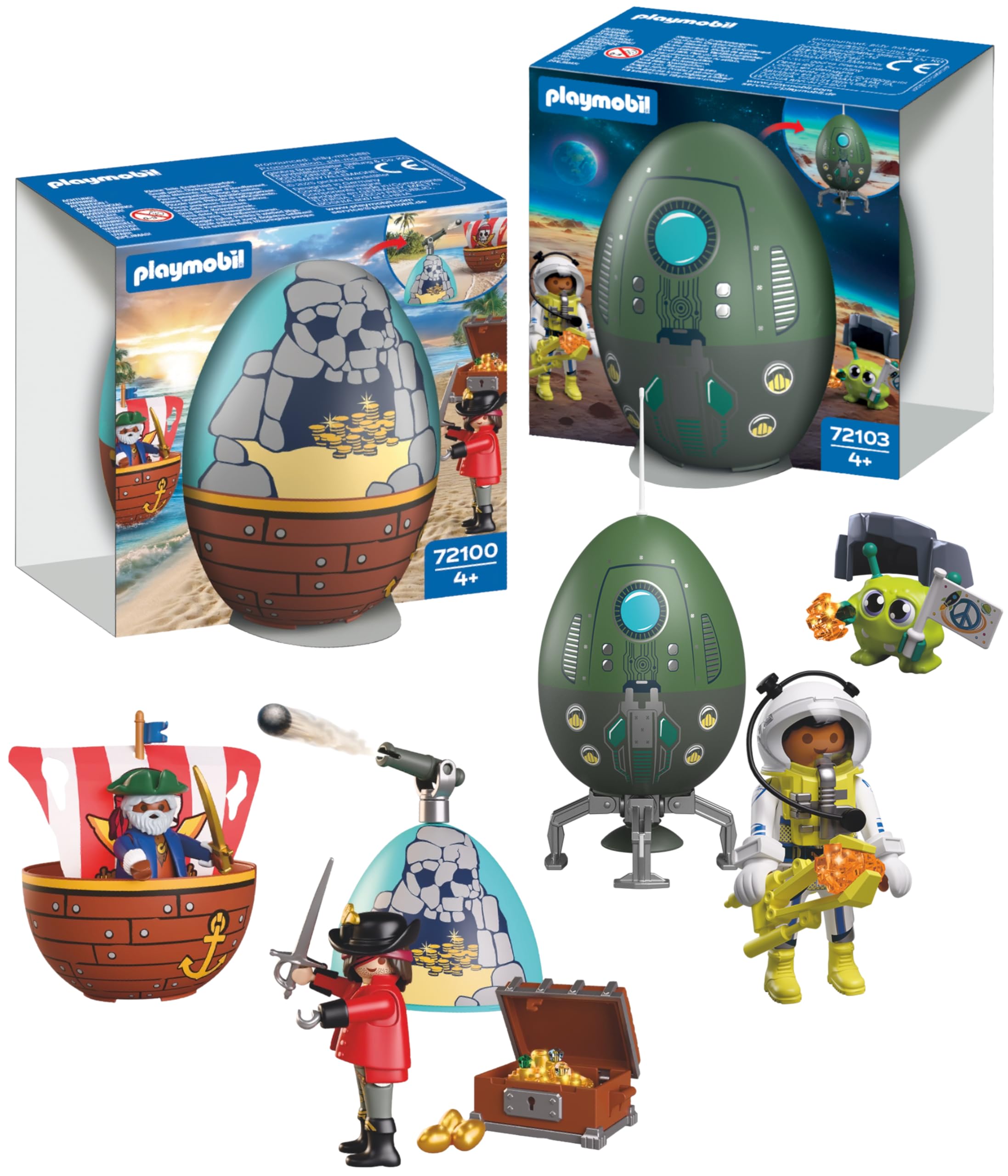 PLAYMOBIL Pirates 210447 uova a sorpresa pirati e spazio 2 pezzi