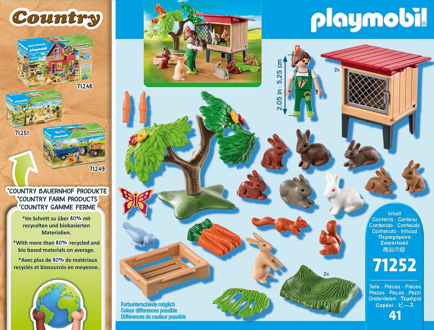 PLAYMOBIL Country 71252 Recinto Conigli Giocattolo 41 Pezzi