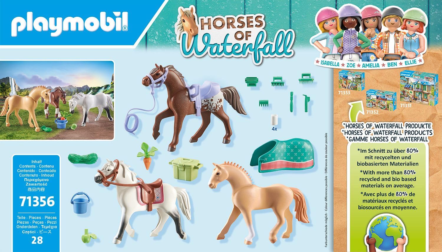 Playmobil Horses 71356 set 3 cavalli giocattolo con selle